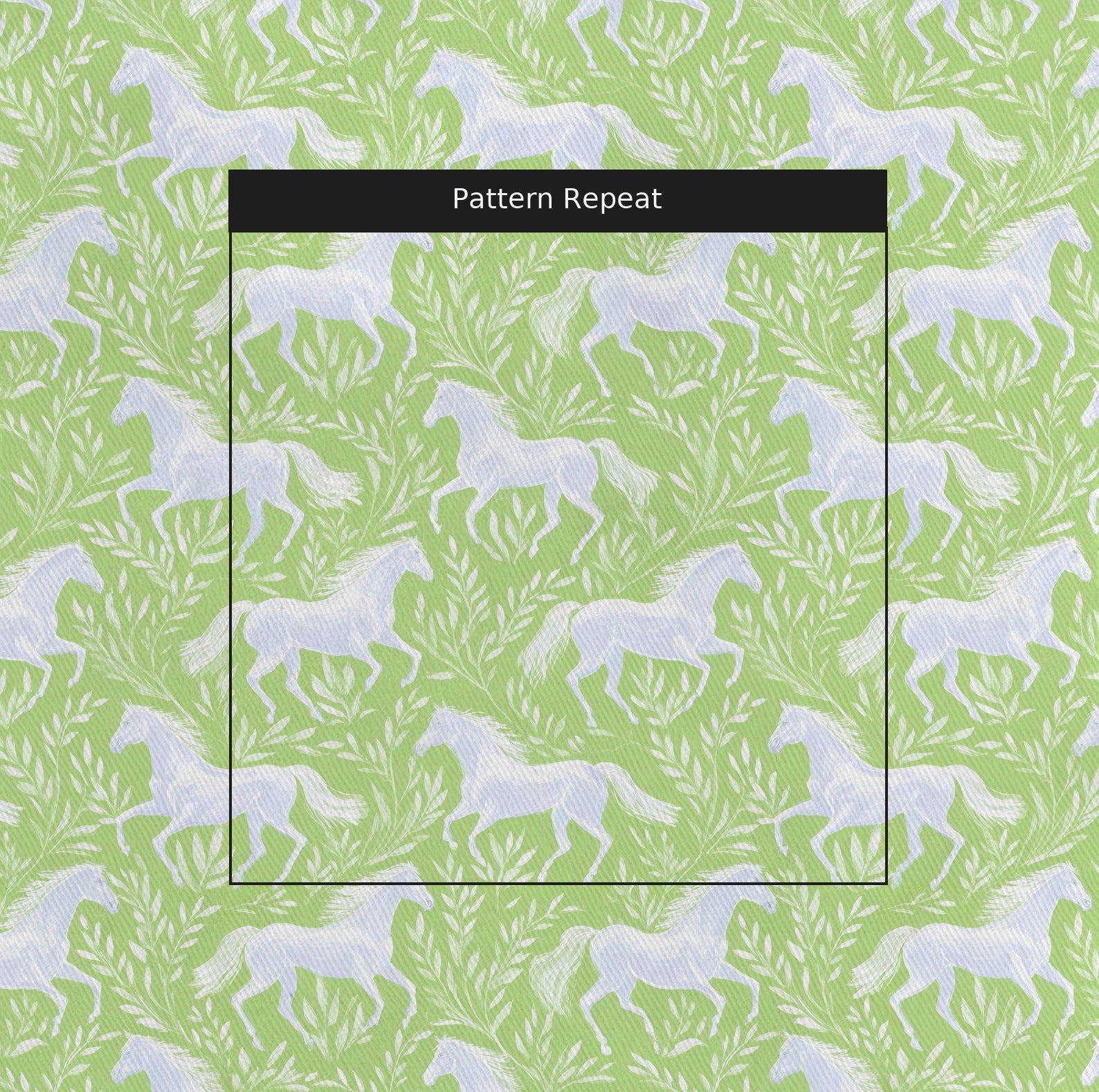 Green Horse Toile - Fabric - Linen Rowe