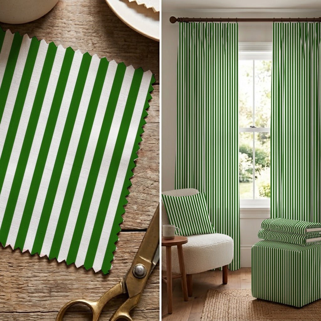 Green Stripe - Fabric - Linen Rowe