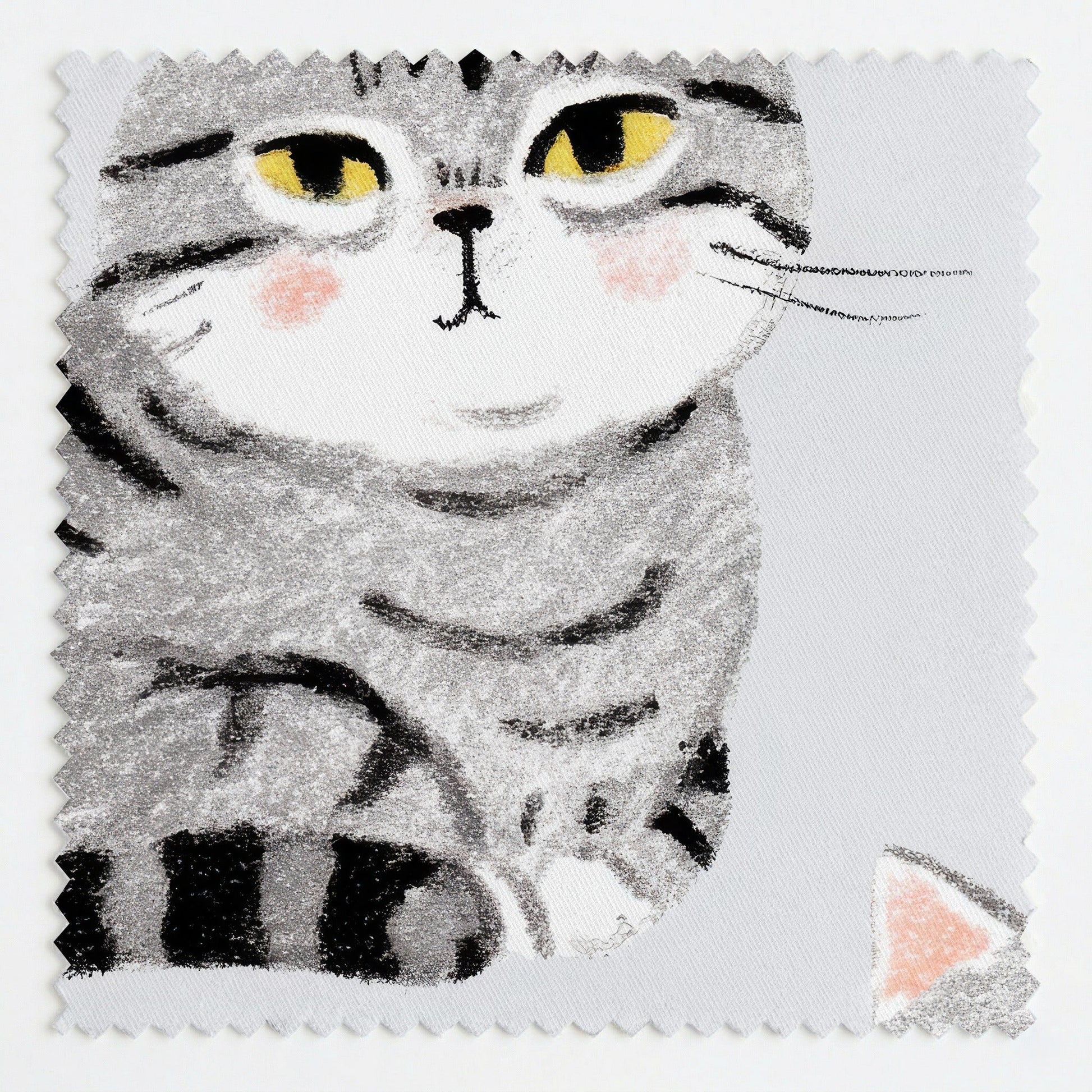 Grey Fish Cat - Fabric - Linen Rowe