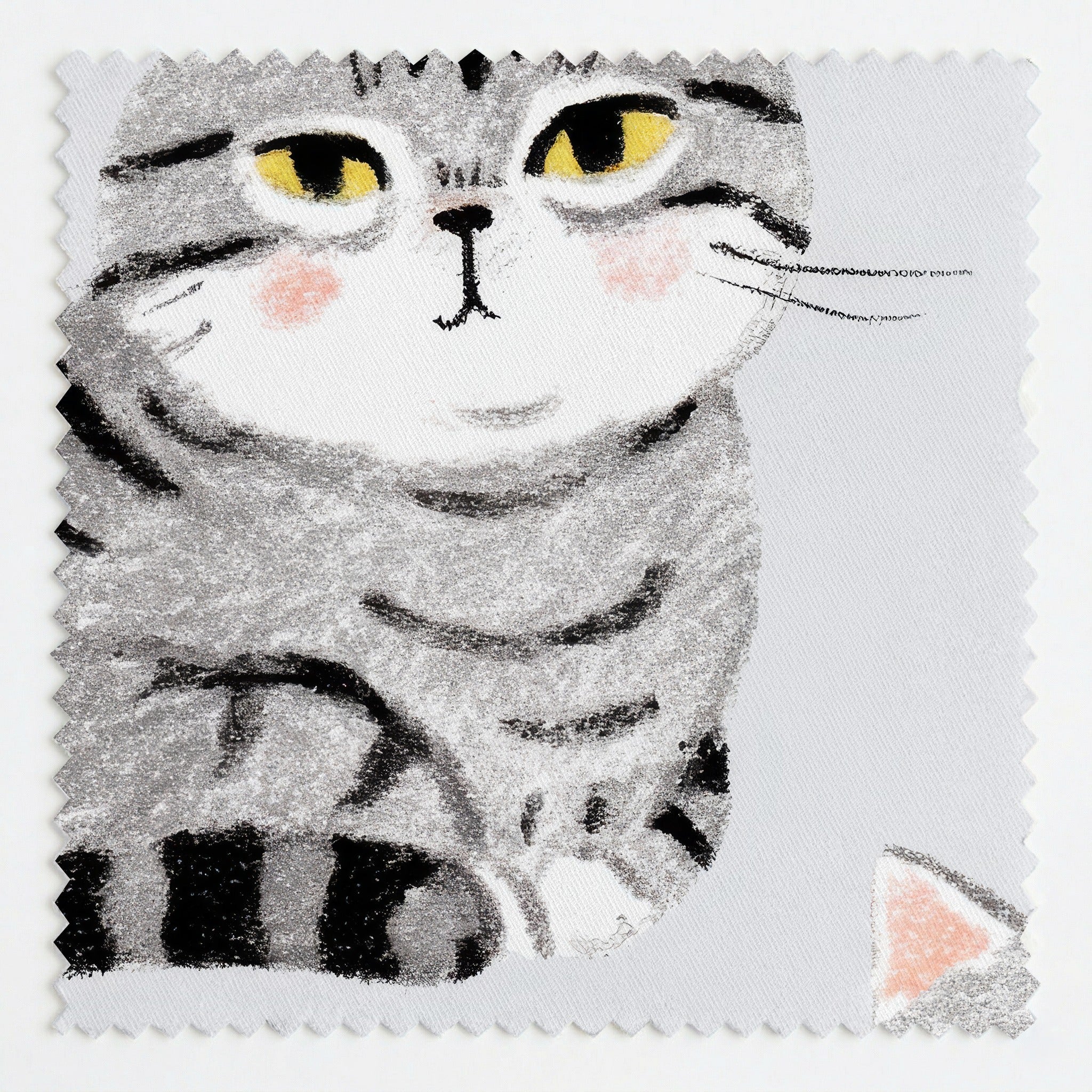 Grey Fish Cat - Fabric - Linen Rowe