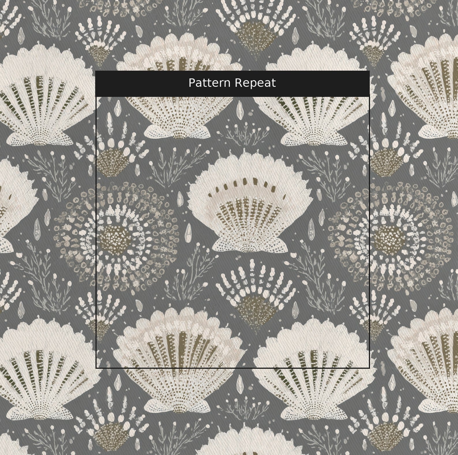 Grey Shells - Fabric - Linen Rowe
