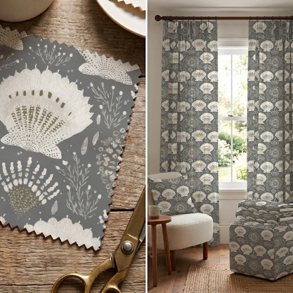 Grey Shells - Fabric - Linen Rowe