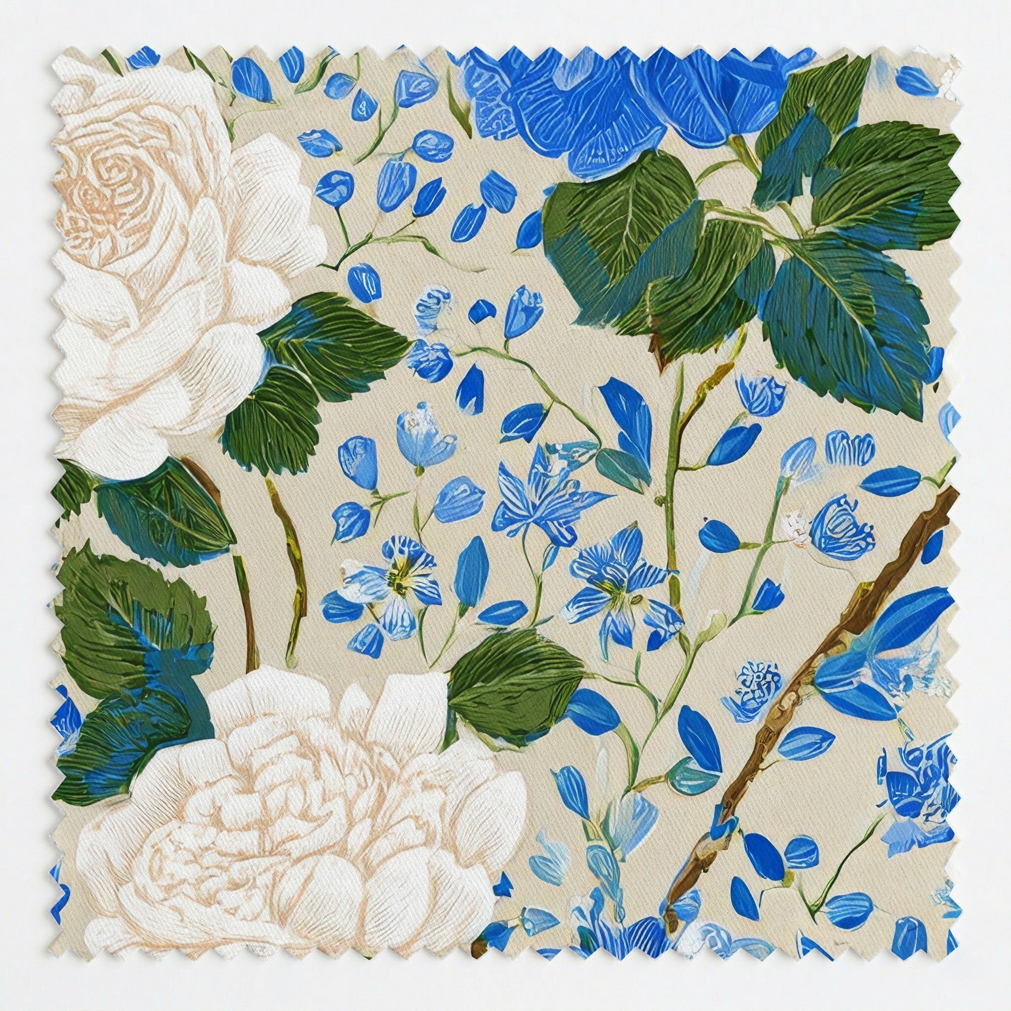 Hanging Blue Petals - Fabric - Linen Rowe