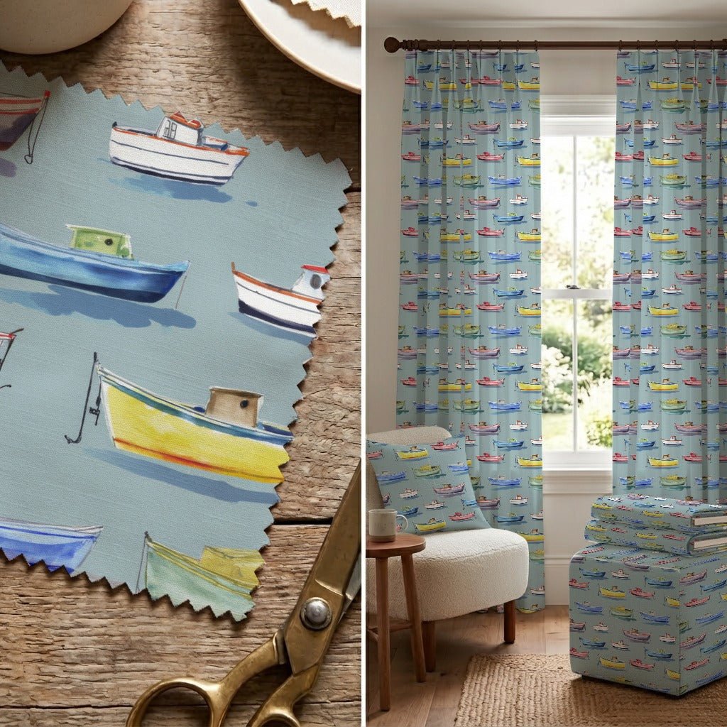 Harbor Fishing Fleet - Fabric - Linen Rowe