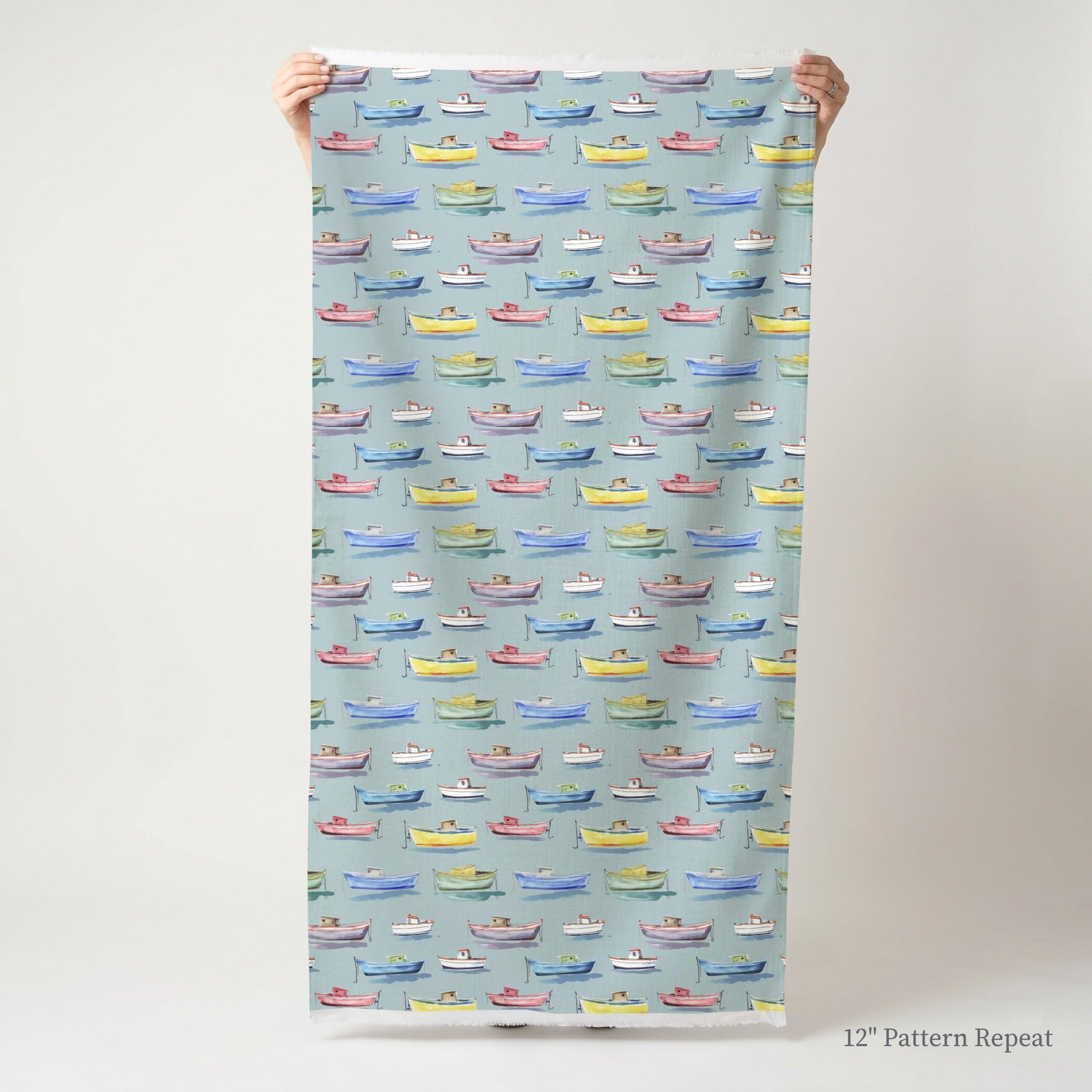 Harbor Fishing Fleet - Fabric - Linen Rowe