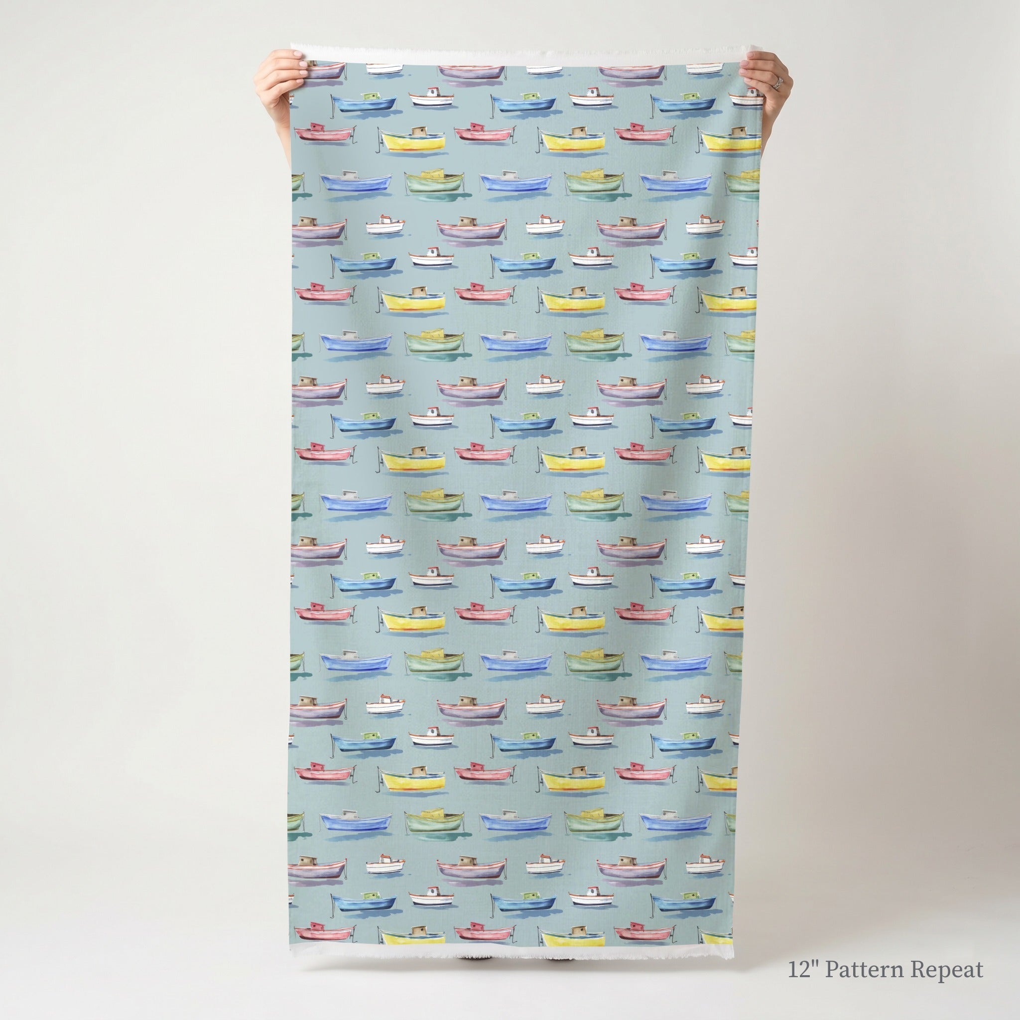 Harbor Fishing Fleet - Fabric - Linen Rowe