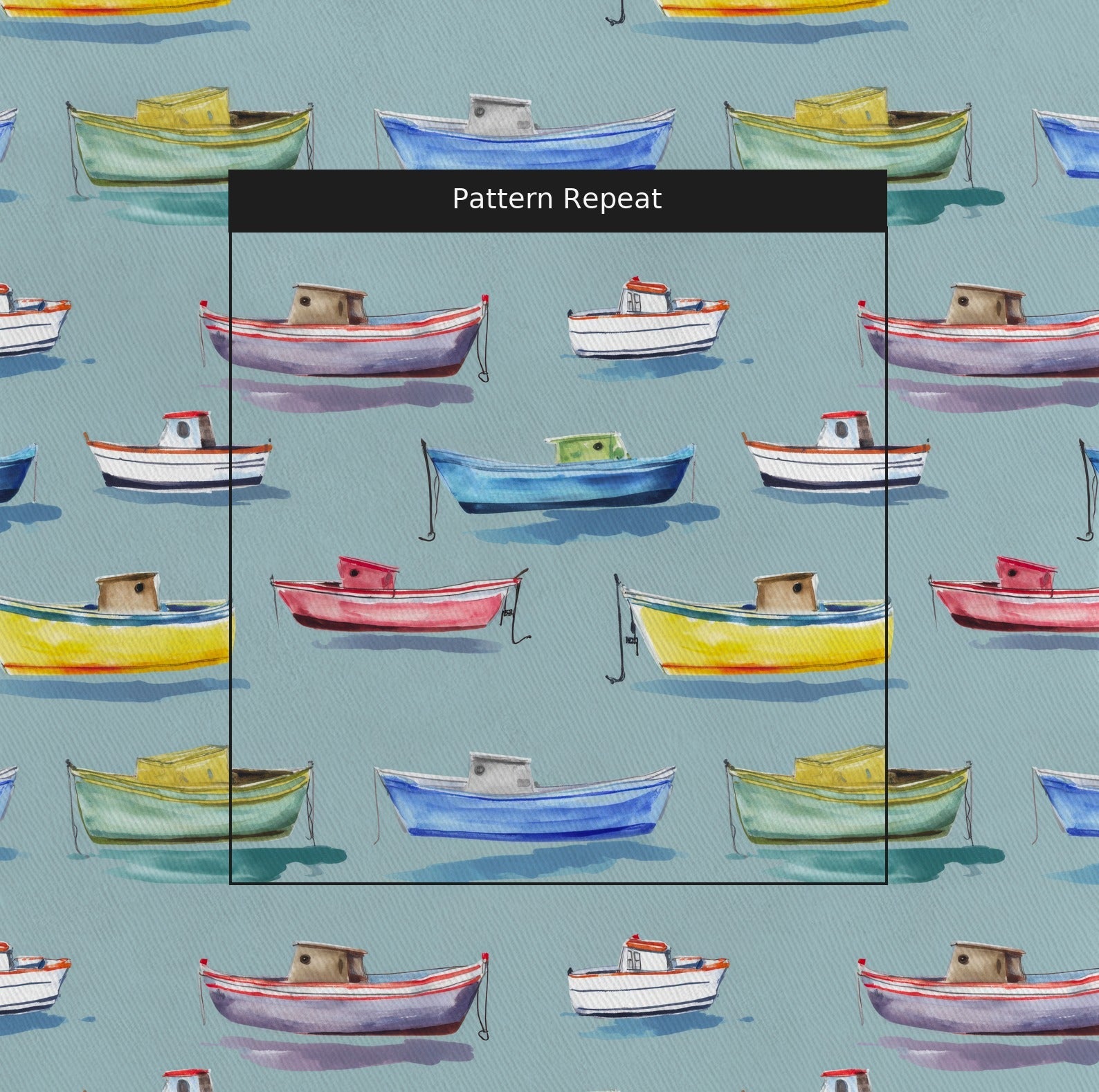 Harbor Fishing Fleet - Fabric - Linen Rowe