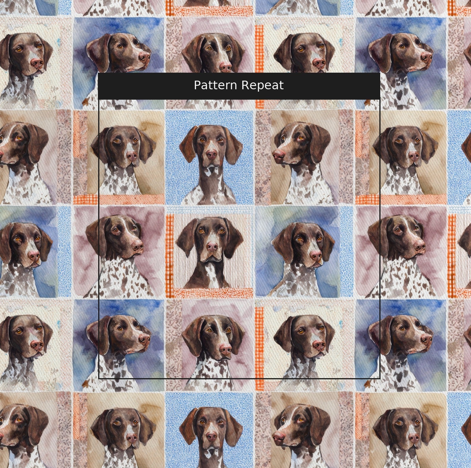 Heritage Quilted German Shorthairs - Fabric - Linen Rowe