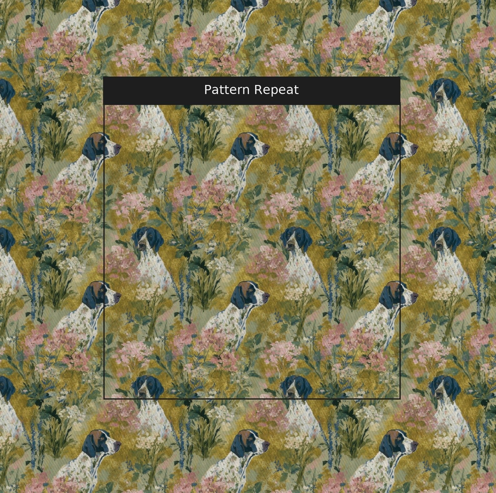 Hound Dog In the Garden - Fabric - Linen Rowe