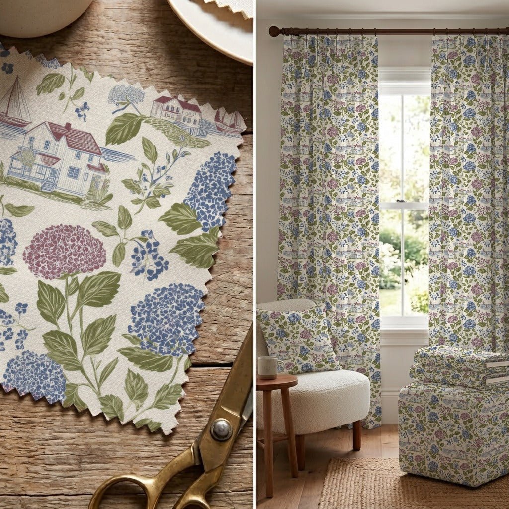 Hydrangea Coastline - Fabric - Linen Rowe