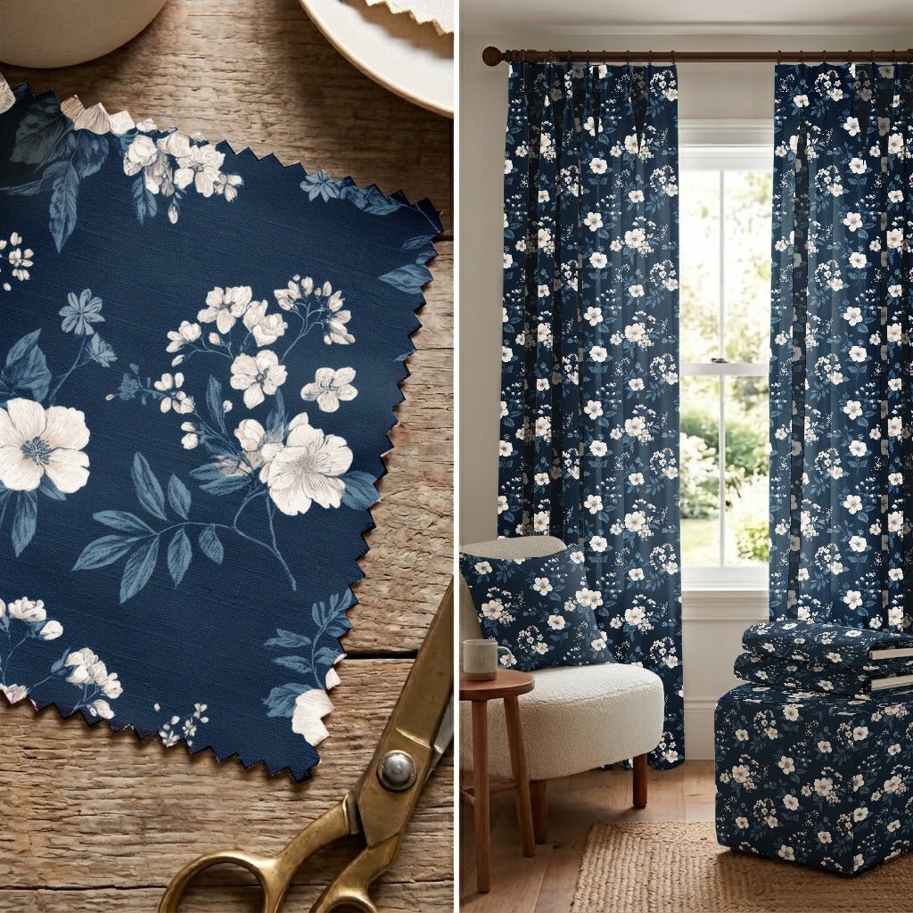 Indigo Blossom - Fabric - Linen Rowe