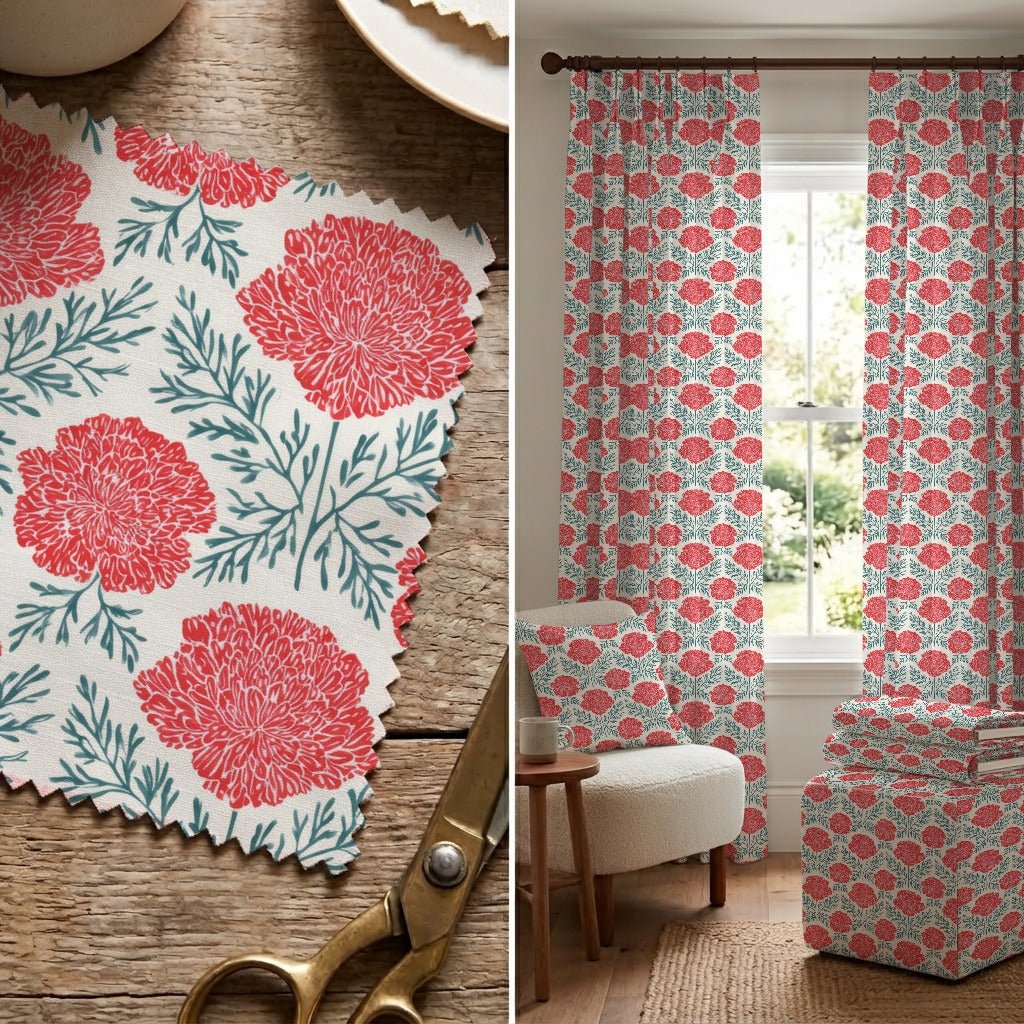 Irma Red - Fabric - Linen Rowe