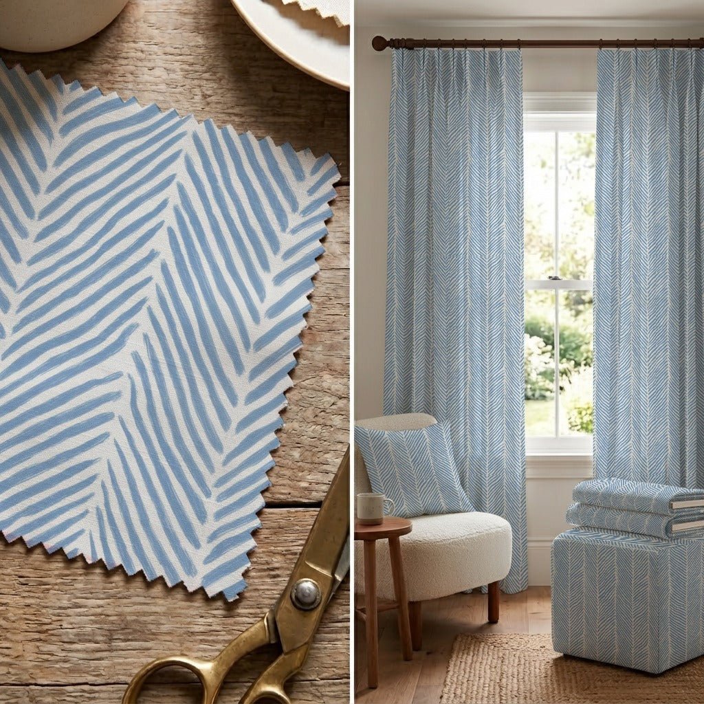 Junia Blue - Fabric - Linen Rowe