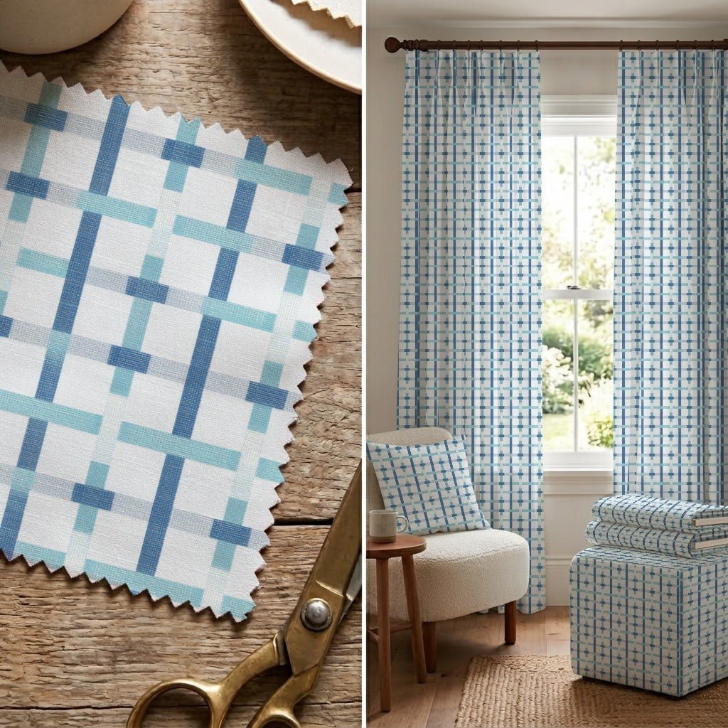 Kamden Blue - Fabric - Linen Rowe