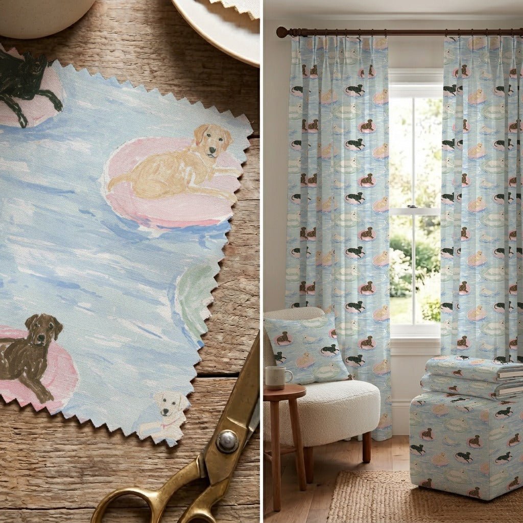 Labrador Pool Time - Fabric - Linen Rowe