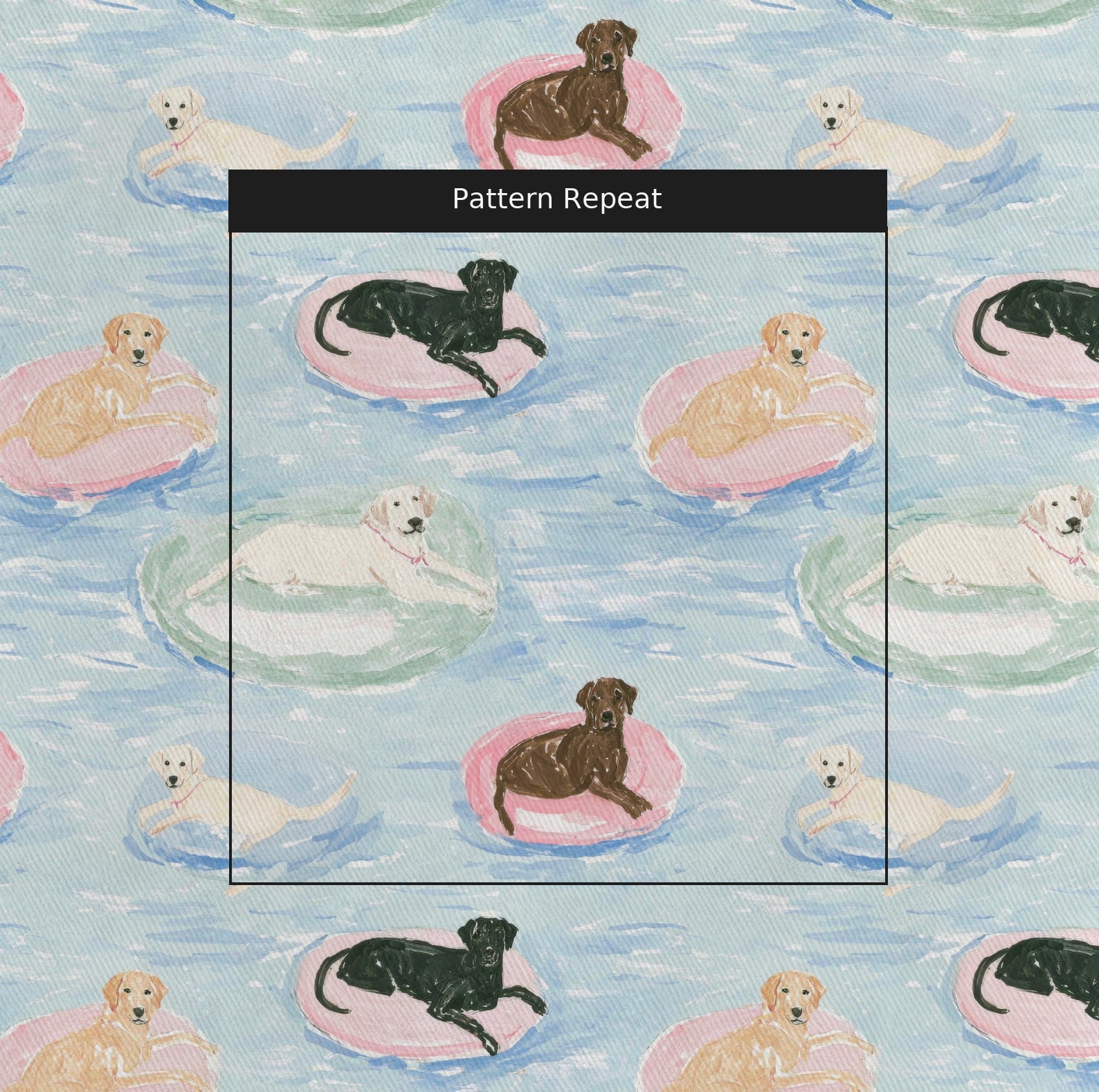 Labrador Pool Time - Fabric - Linen Rowe