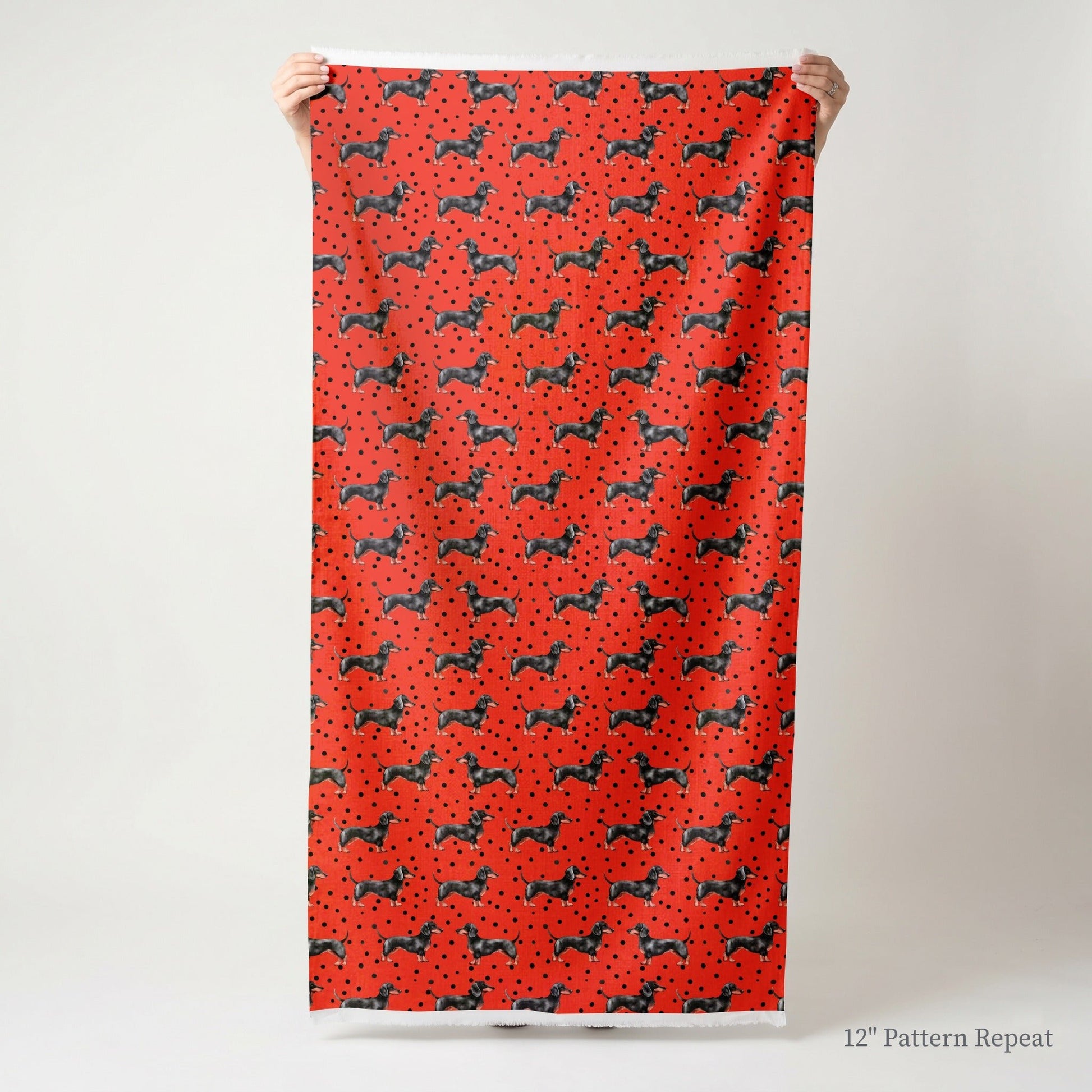 Lady Polka Dot Dachshund - Fabric - Linen Rowe