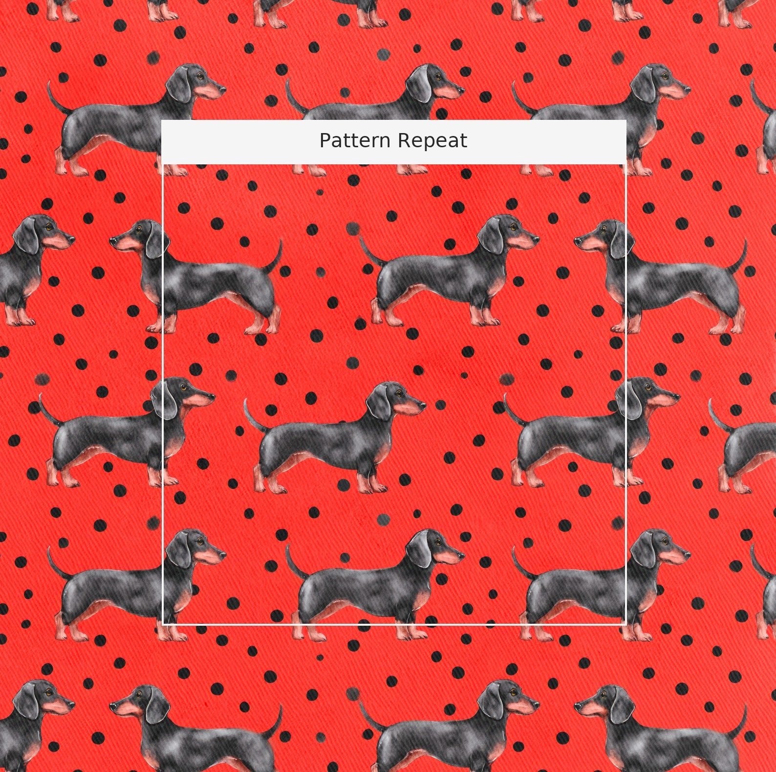 Lady Polka Dot Dachshund - Fabric - Linen Rowe