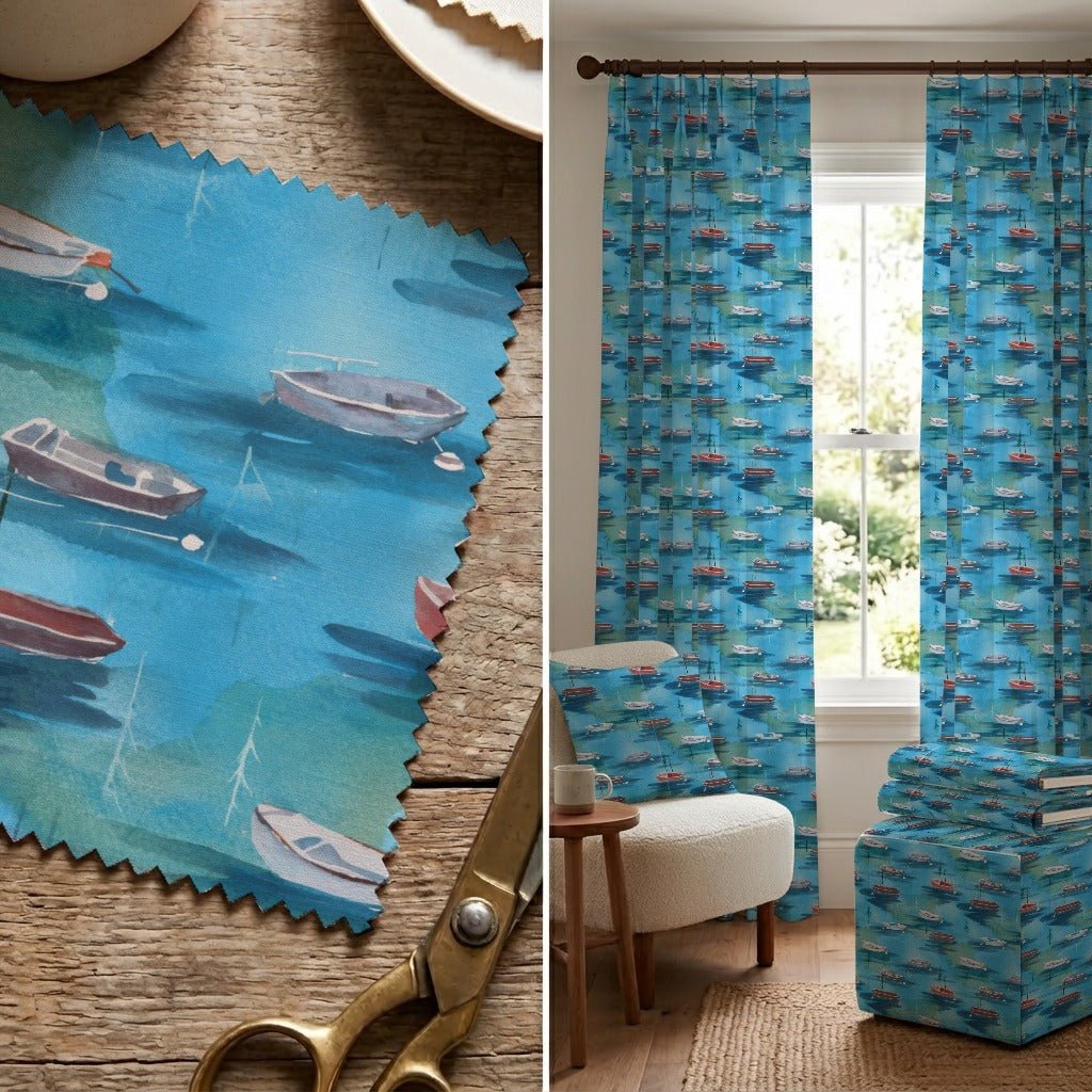 Lake Day Boating - Fabric - Linen Rowe