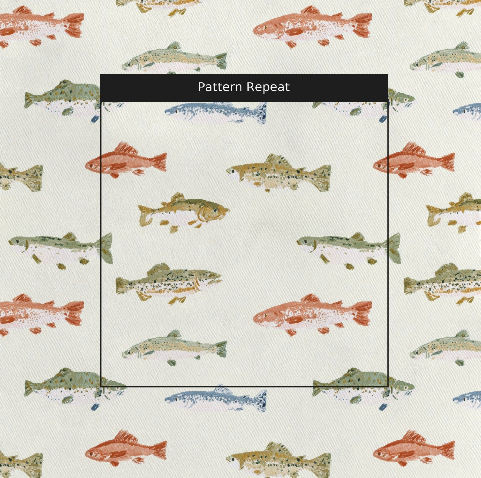 Lake Fish - Fabric - Linen Rowe