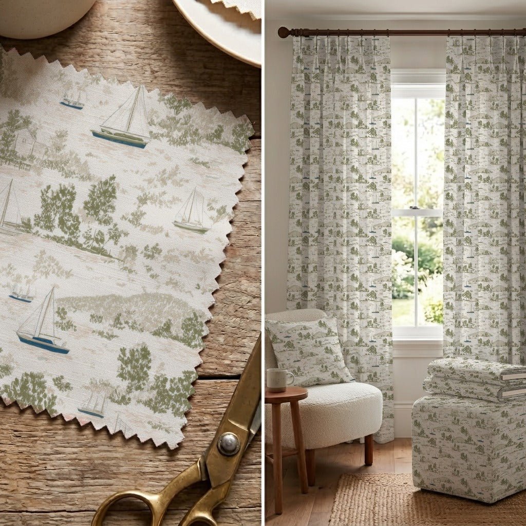 Lake Sailing Toile - Fabric - Linen Rowe