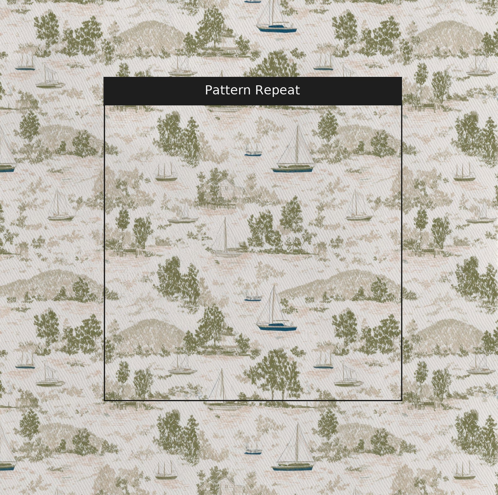 Lake Sailing Toile - Fabric - Linen Rowe