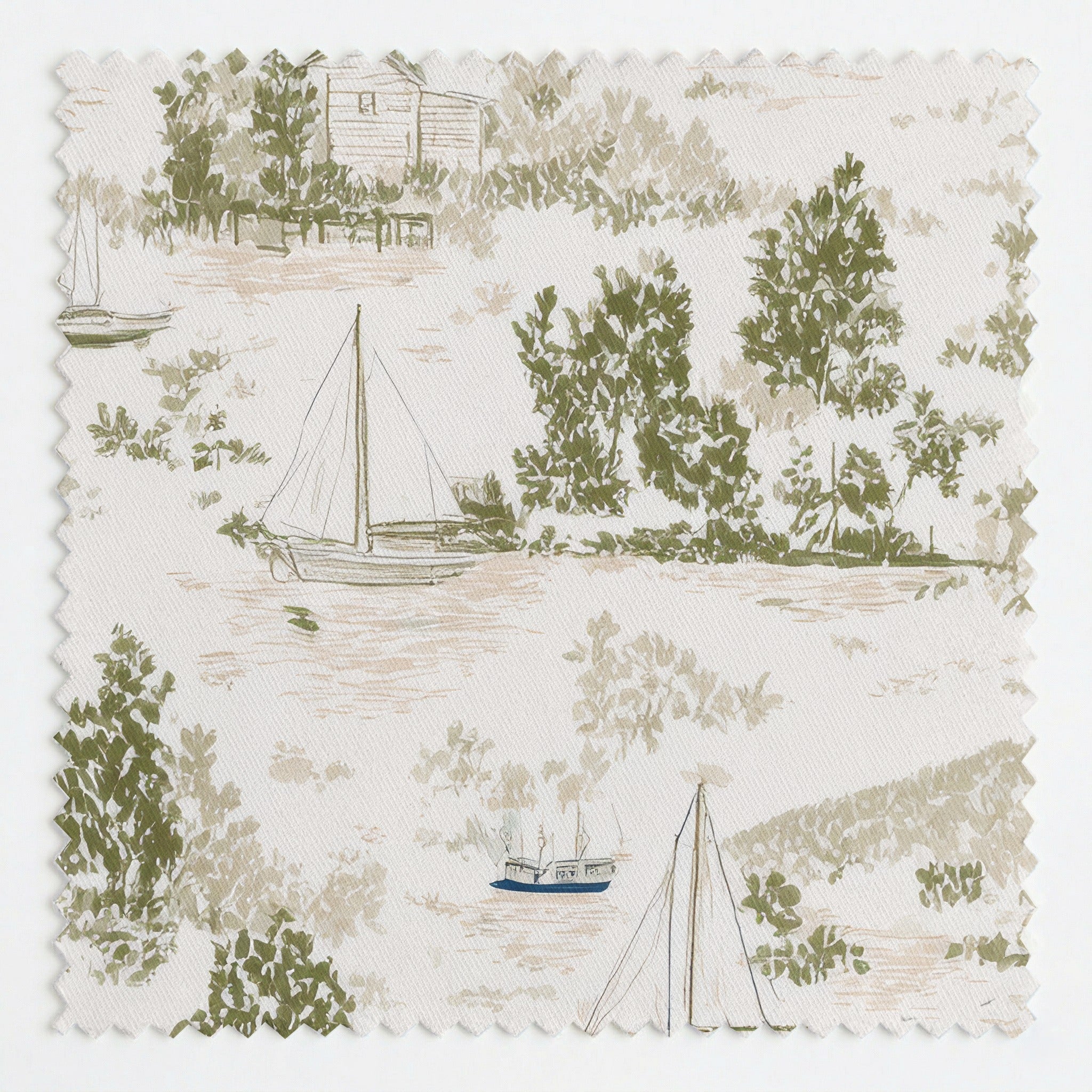 Lake Sailing Toile - Fabric - Linen Rowe