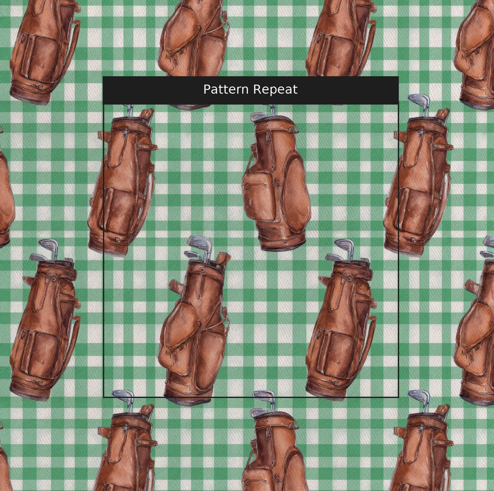 Leather Golf Bags on Gingham - Fabric - Linen Rowe