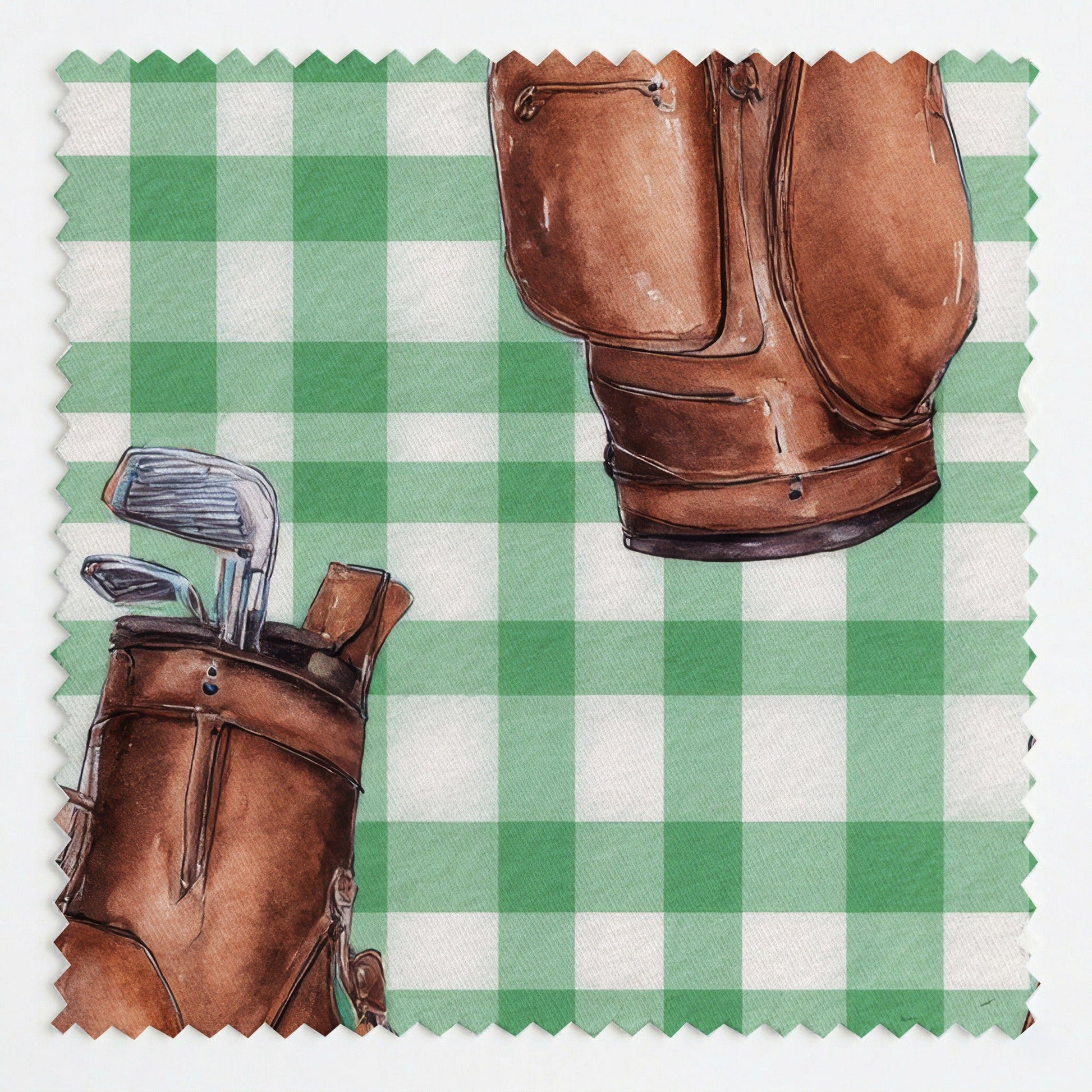 Leather Golf Bags on Gingham - Fabric - Linen Rowe
