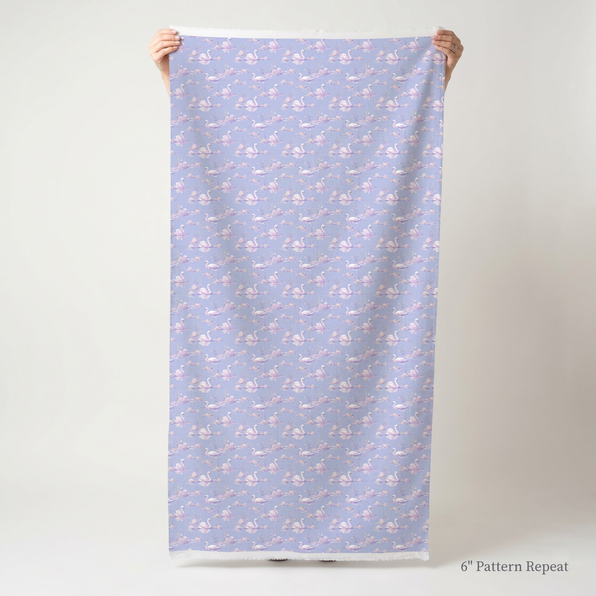 Lilac Swans - Fabric - Linen Rowe