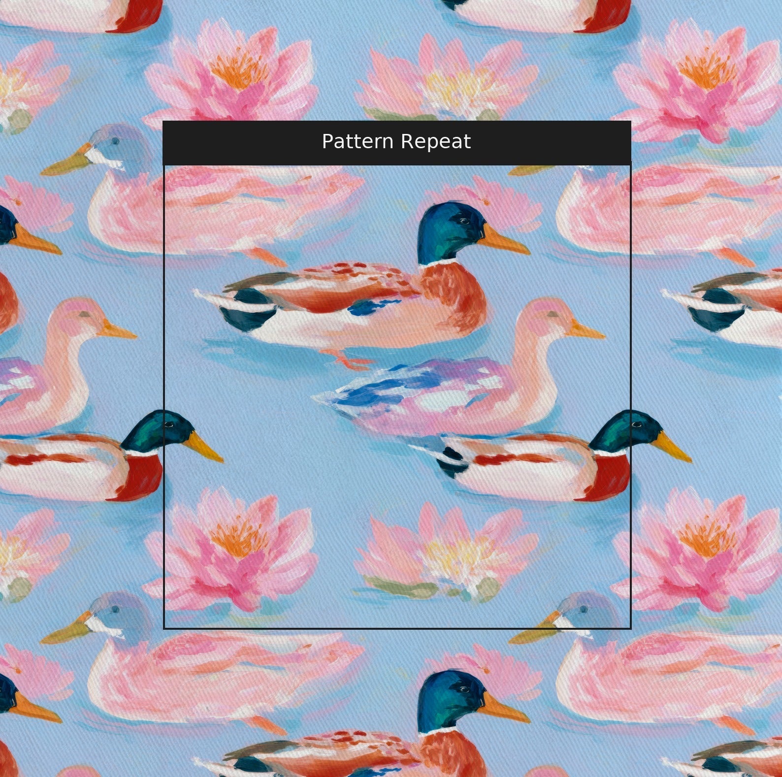 Lily Pond Ducks - Fabric - Linen Rowe