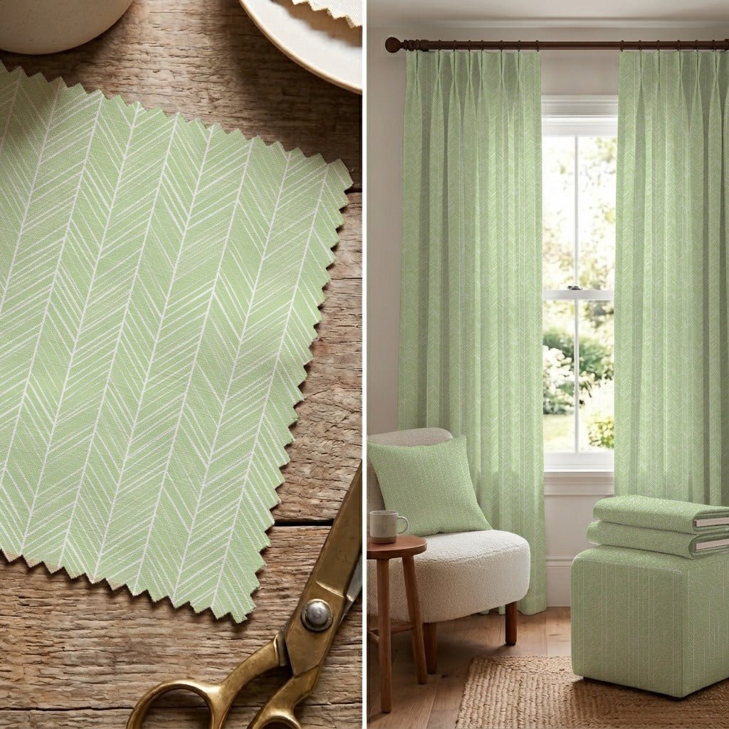 Lime Chevron - Fabric - Linen Rowe