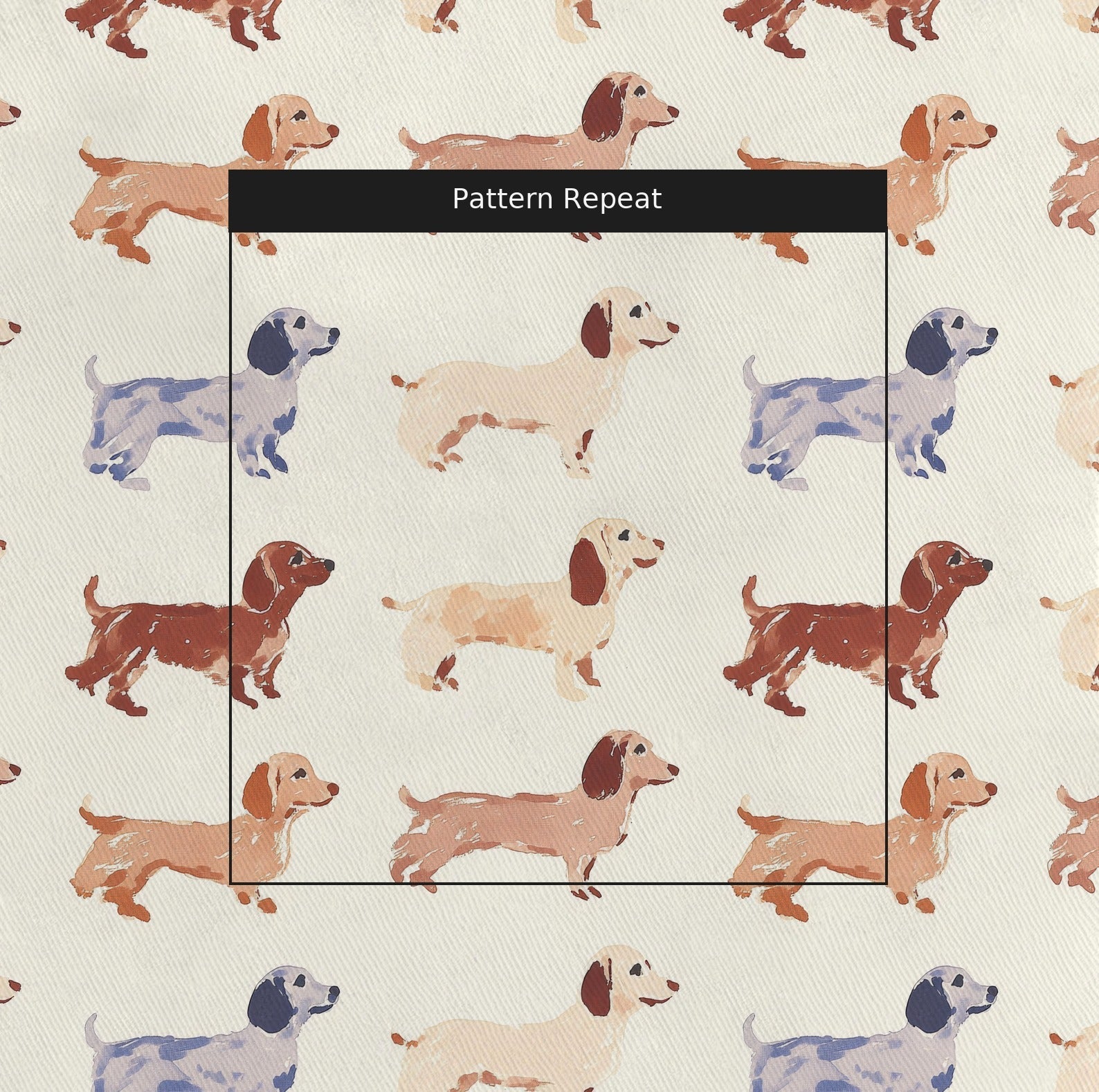 Lined Up Dachshund - Fabric - Linen Rowe