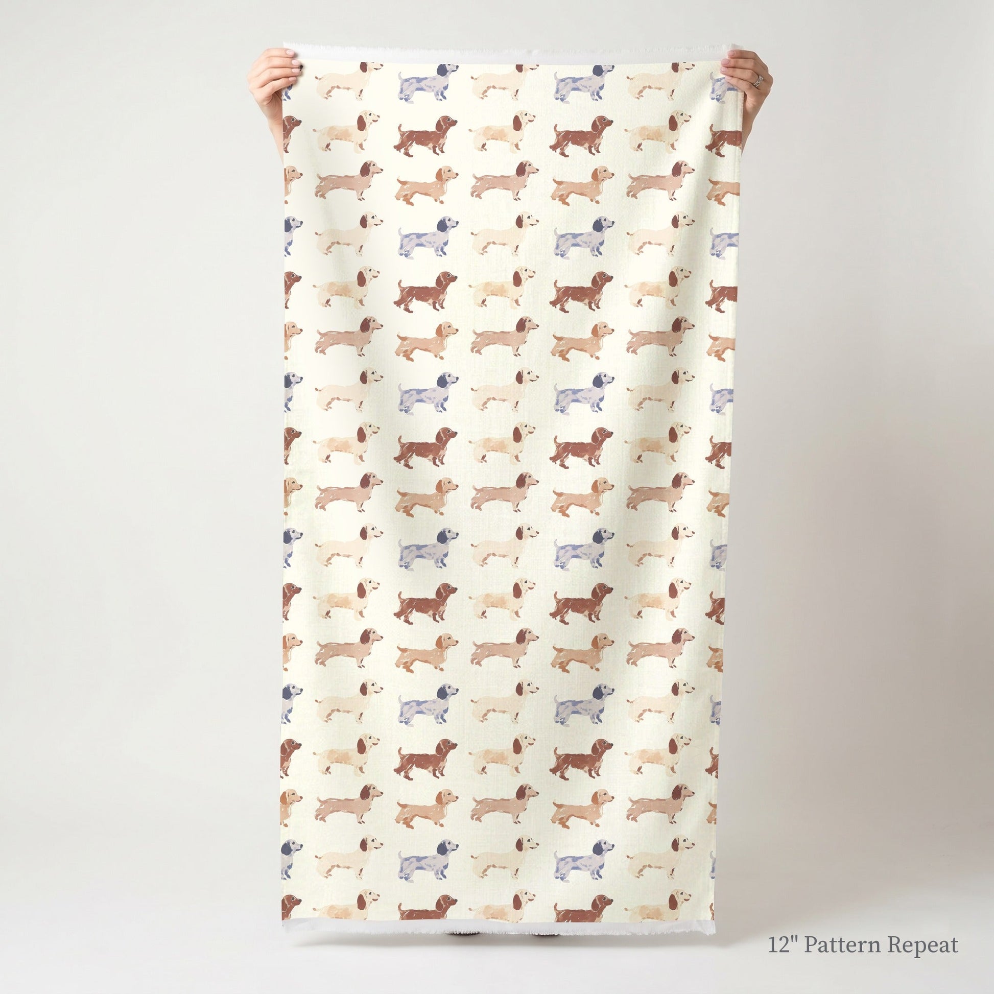 Lined Up Dachshund - Fabric - Linen Rowe
