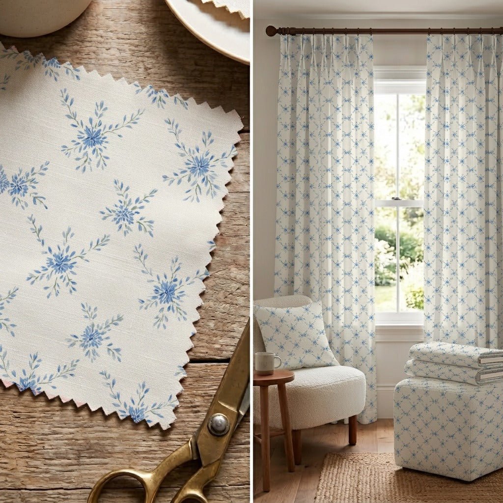 Liora Blue - Fabric - Linen Rowe