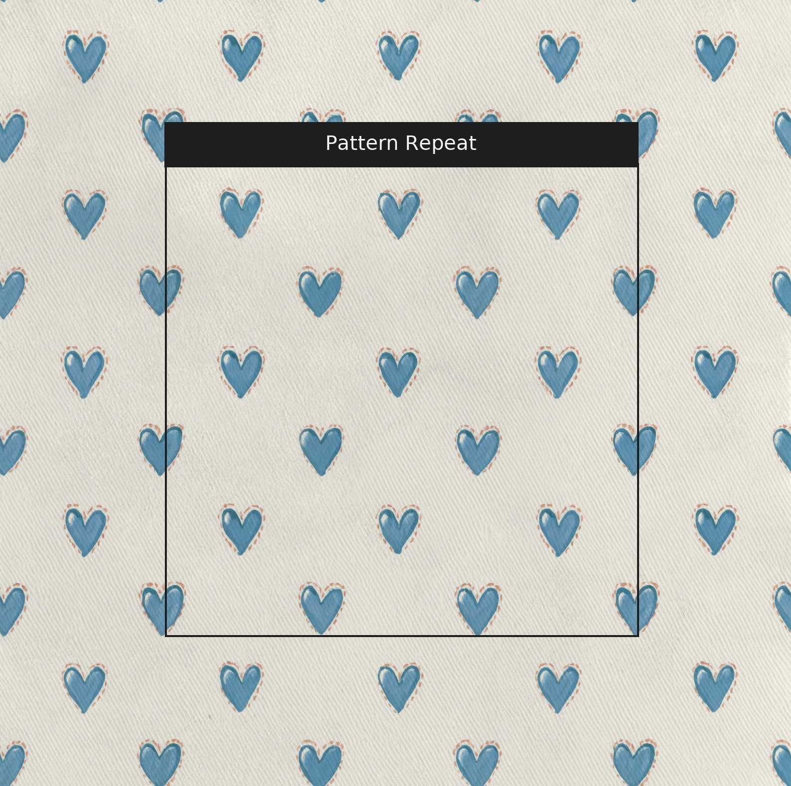 Little Blue Hearts - Fabric - Linen Rowe
