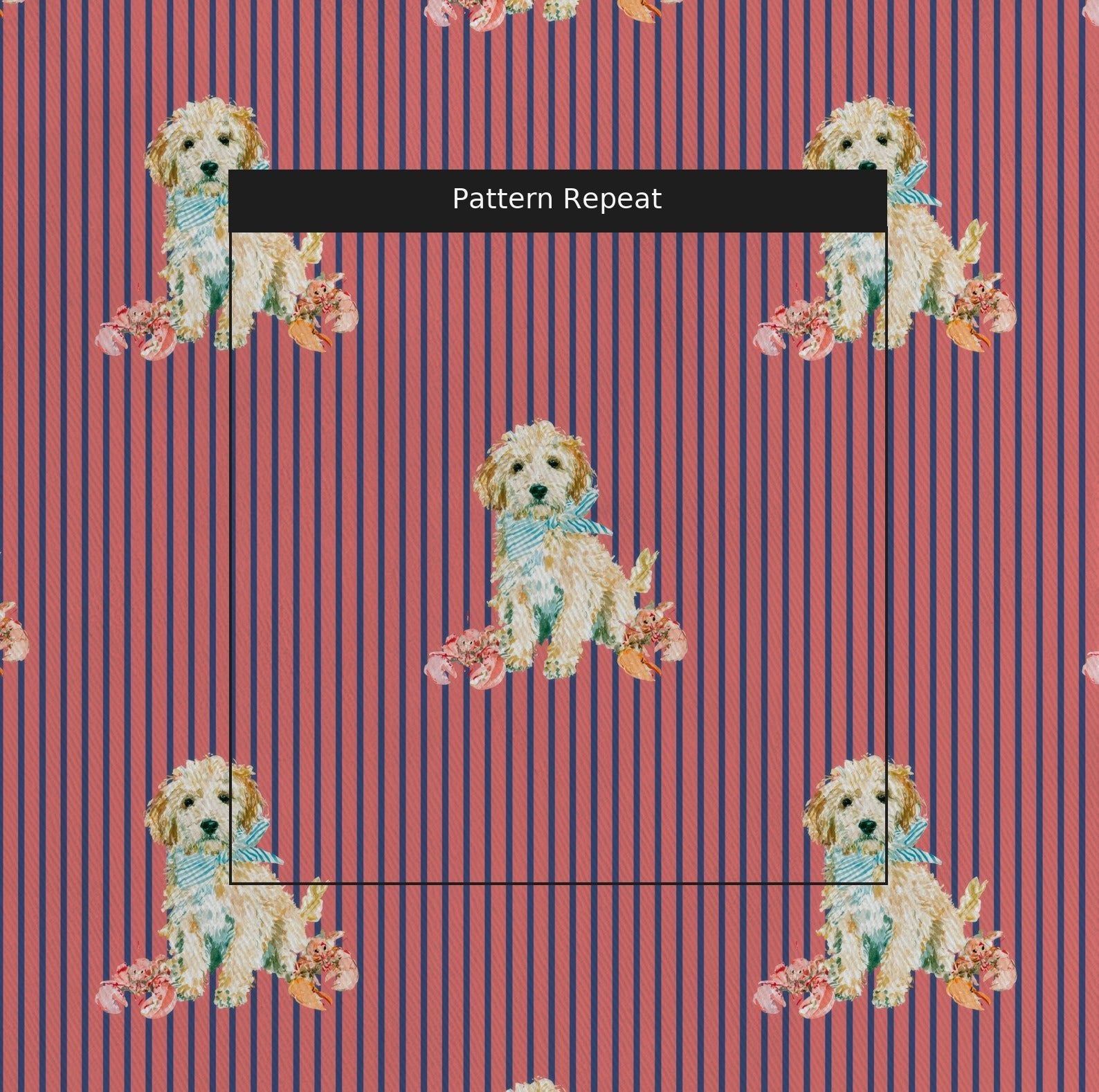 Lobster Golden Doodle - Fabric - Linen Rowe