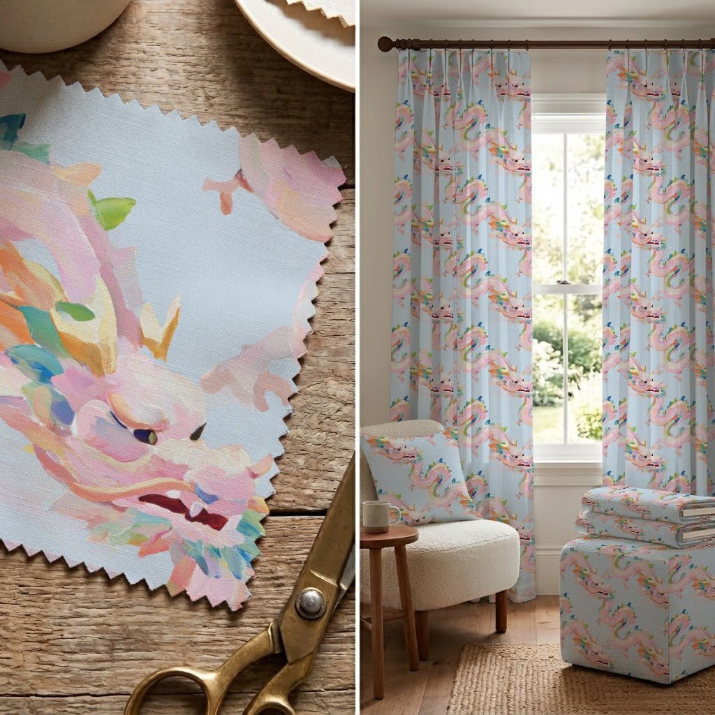 Mahj Dragons - Fabric - Linen Rowe