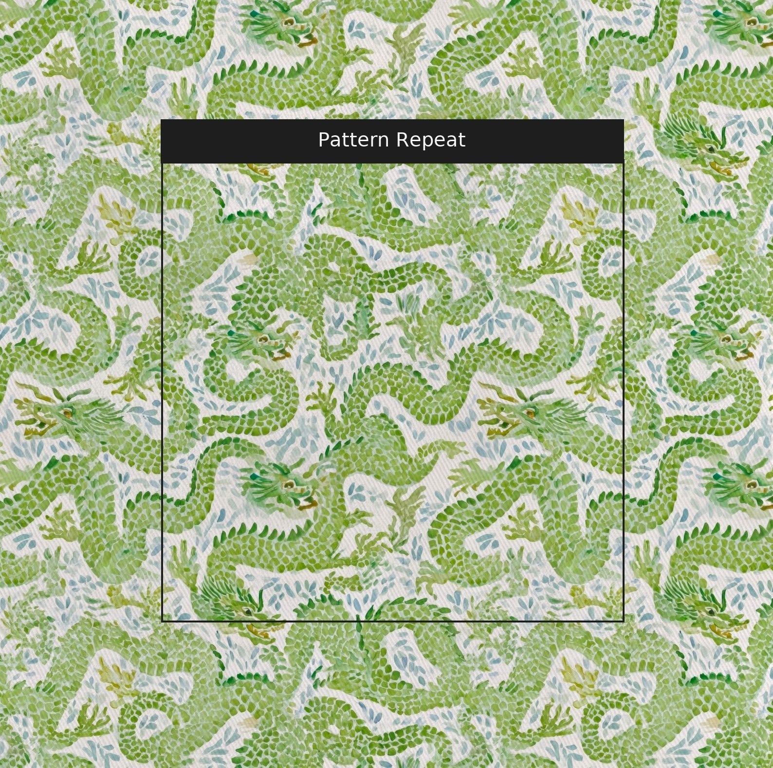Mahj Green Dragons - Fabric - Linen Rowe