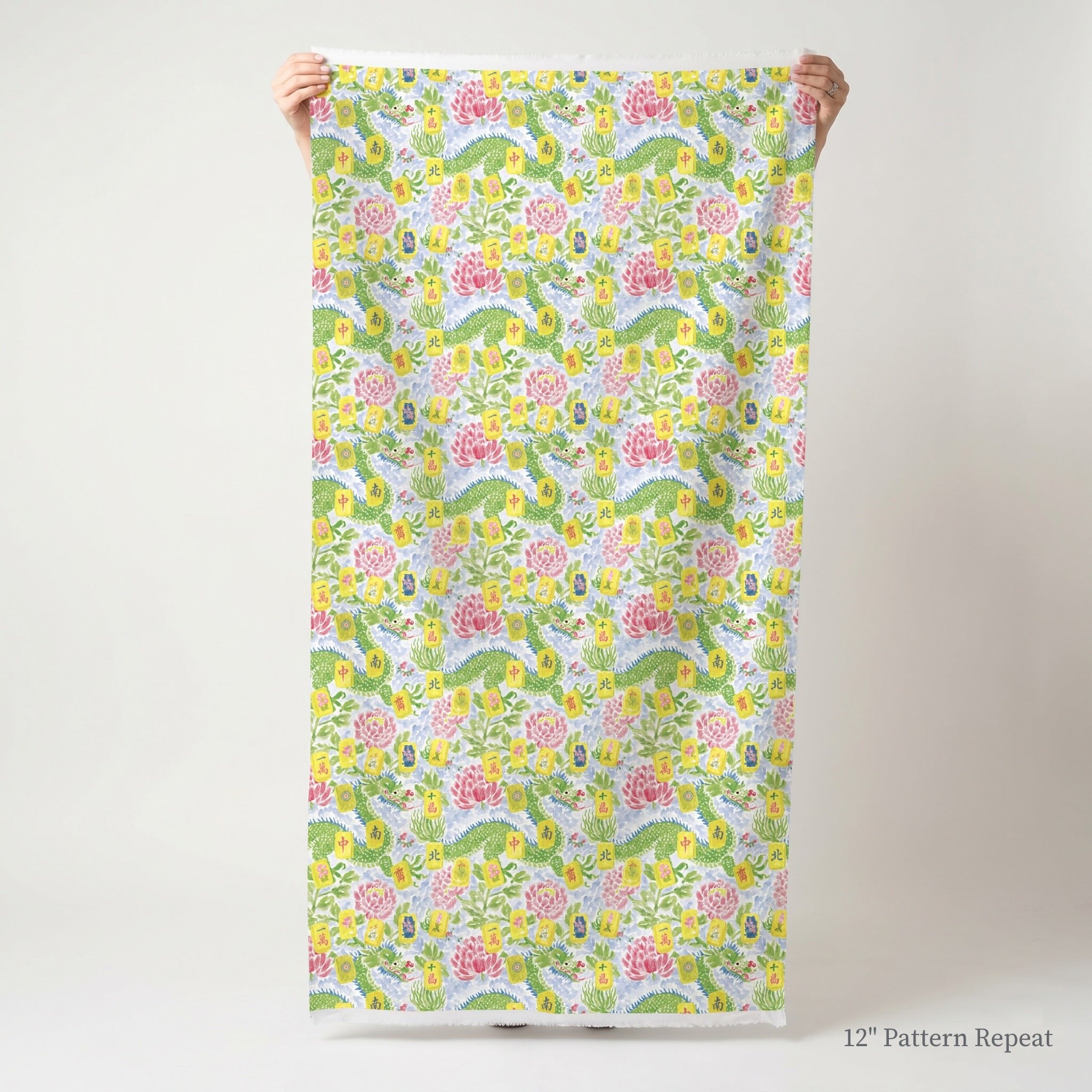 Mahjong Dragons - Fabric - Linen Rowe
