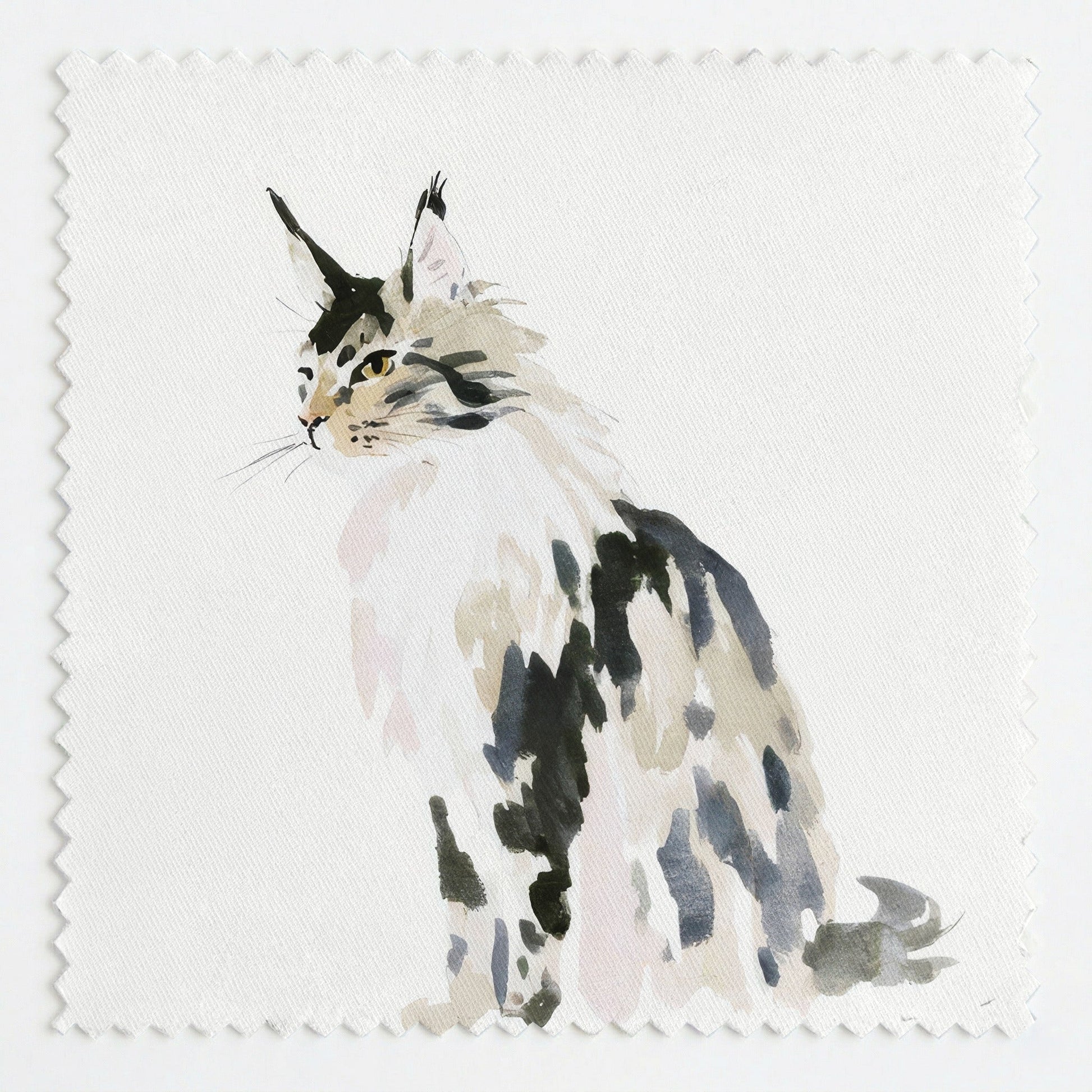 Maine Coon Block Print - Fabric - Linen Rowe