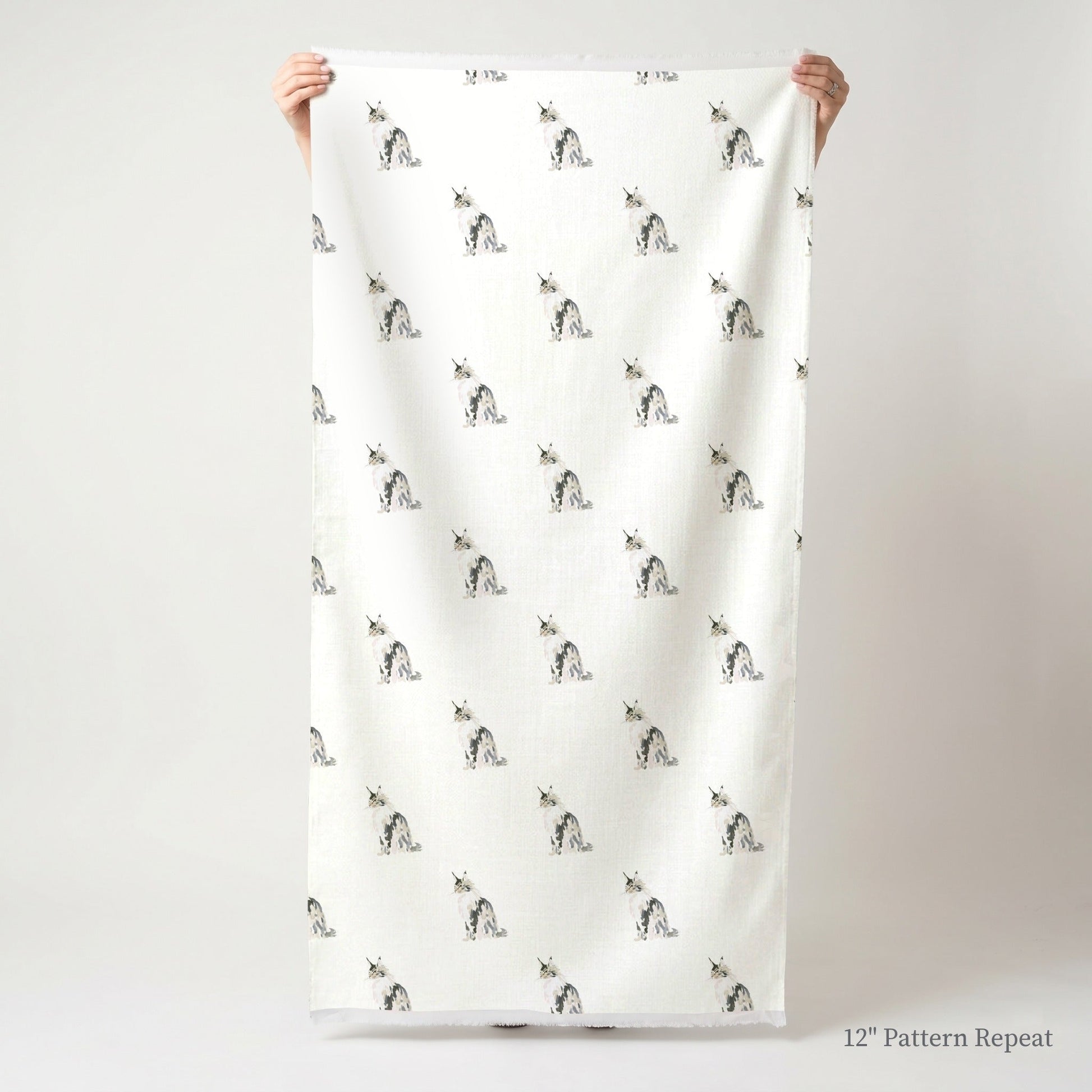 Maine Coon Block Print - Fabric - Linen Rowe