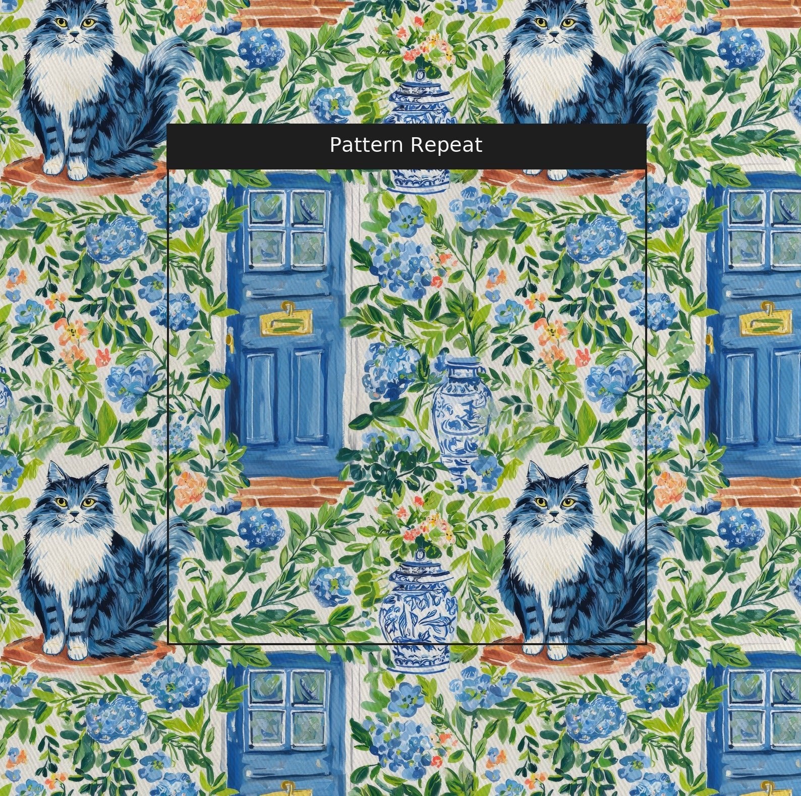 Maine Coon by the Stoop - Fabric - Linen Rowe