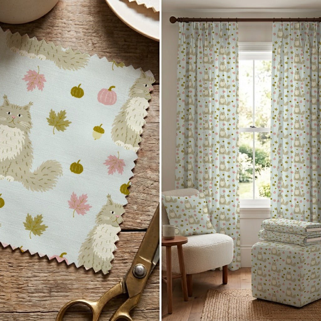 Maine Coon Fall - Fabric - Linen Rowe