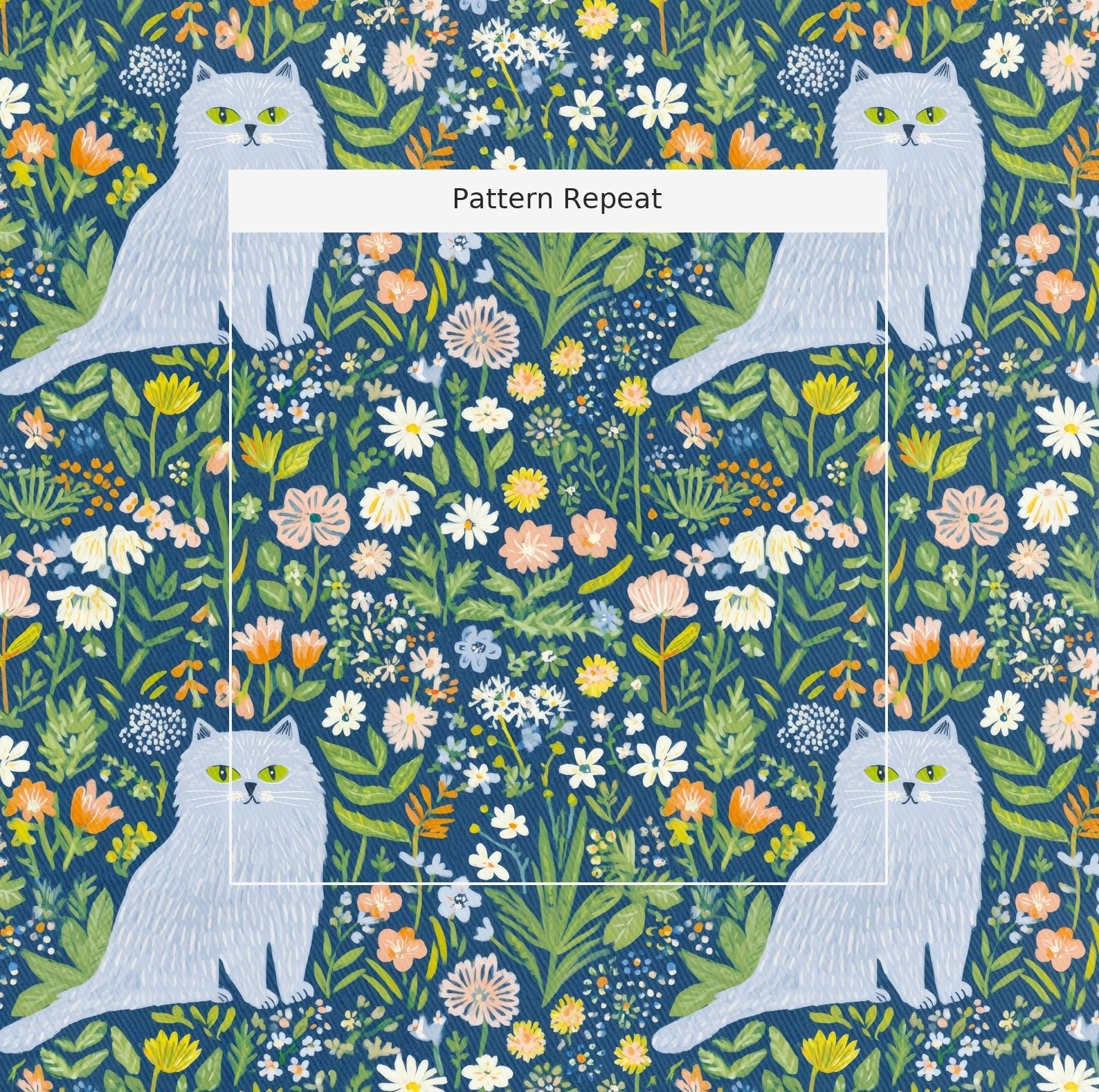 Maine Coon in the Flowers - Fabric - Linen Rowe