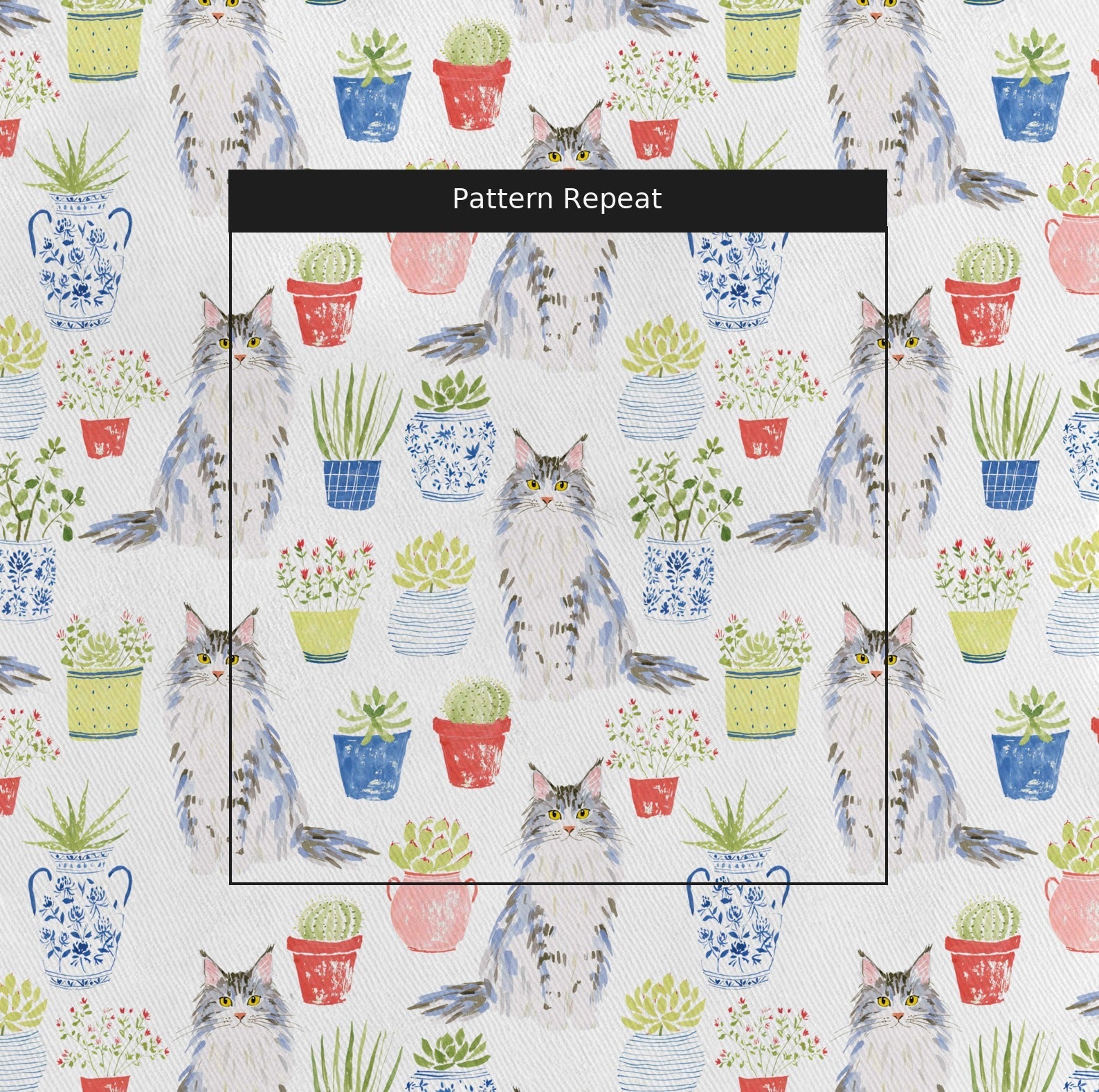 Maine Coon Plant Mom - Fabric - Linen Rowe