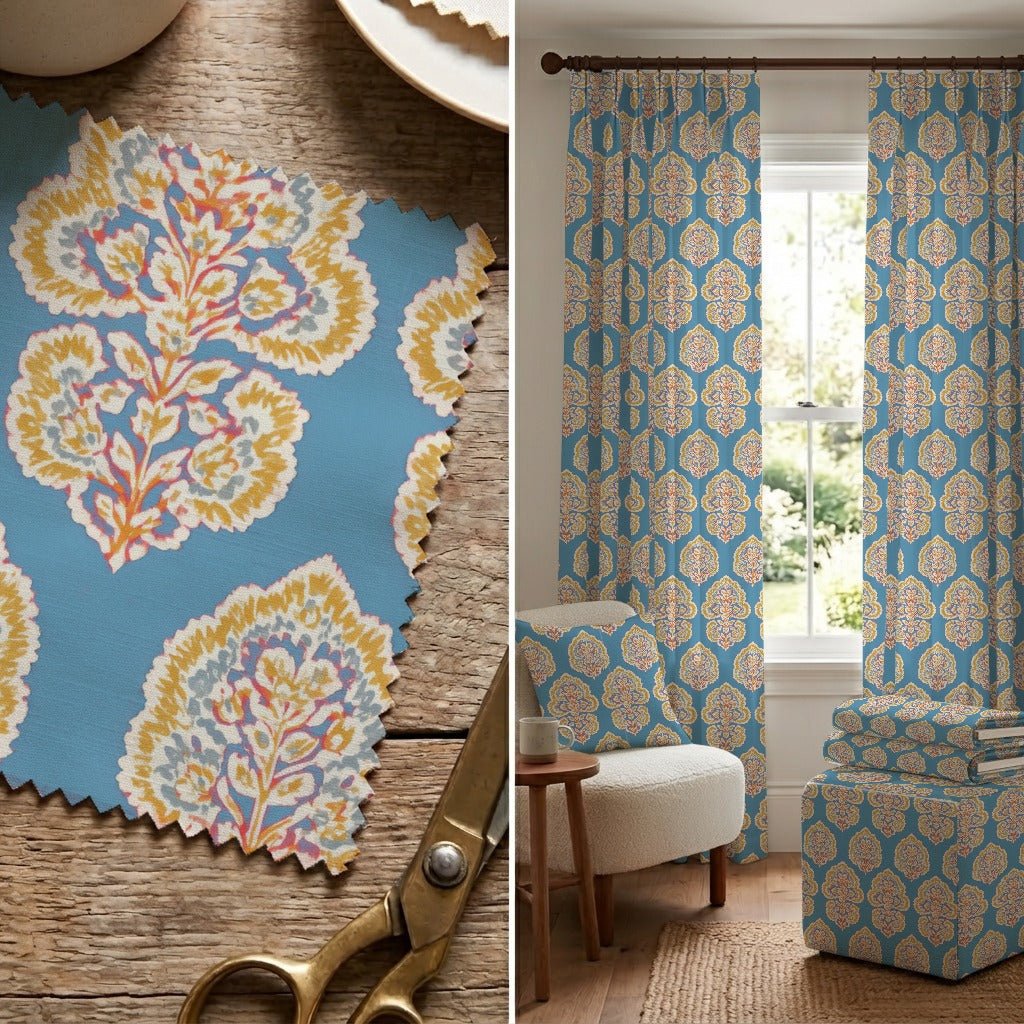 Maribel Blue - Fabric - Linen Rowe