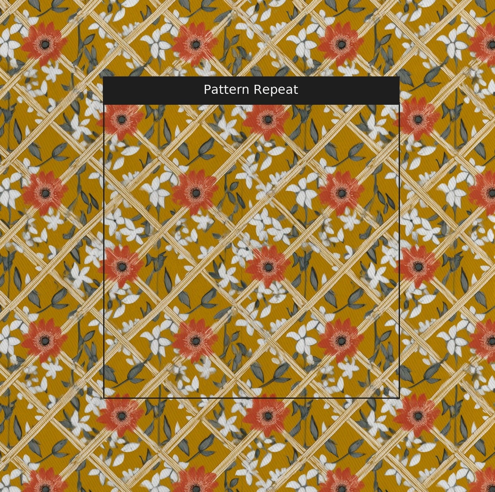 Marigold Trellis - Fabric - Linen Rowe