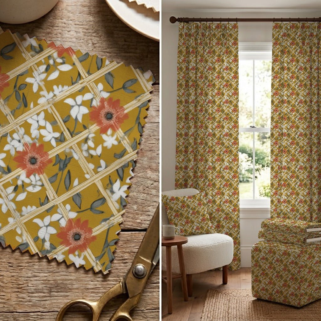 Marigold Trellis - Fabric - Linen Rowe