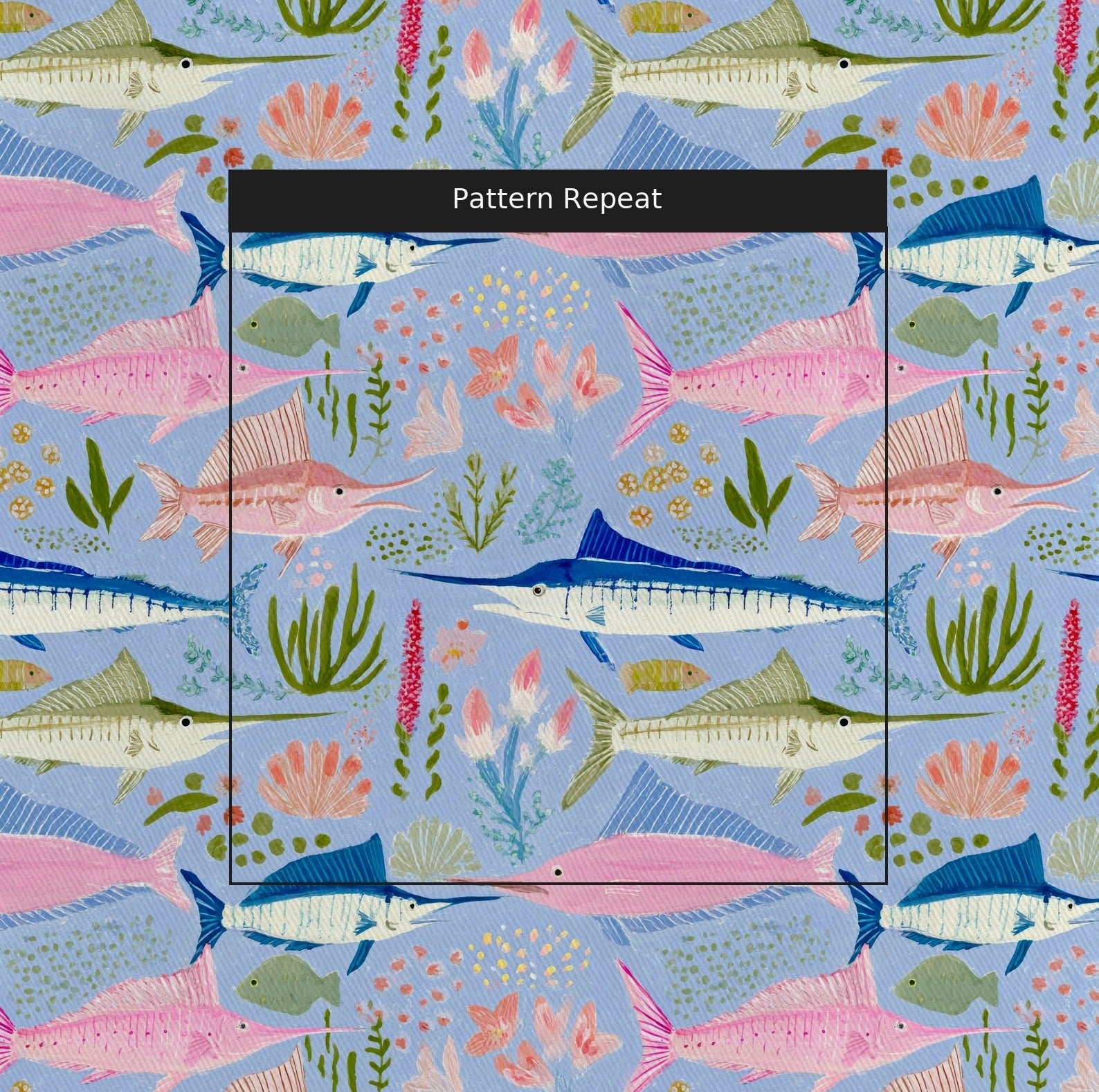 Marlin Swimming - Fabric - Linen Rowe